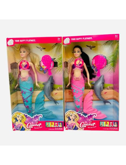 Papusa Sirena cu delfin, Camaner Fashion Style, multicolor, 33×19×6cm, +3ani, en-gros Papusa Sirena cu delfin, Camaner Fashion Style, multicolor, 33×19×6cm, +3ani, en-gros