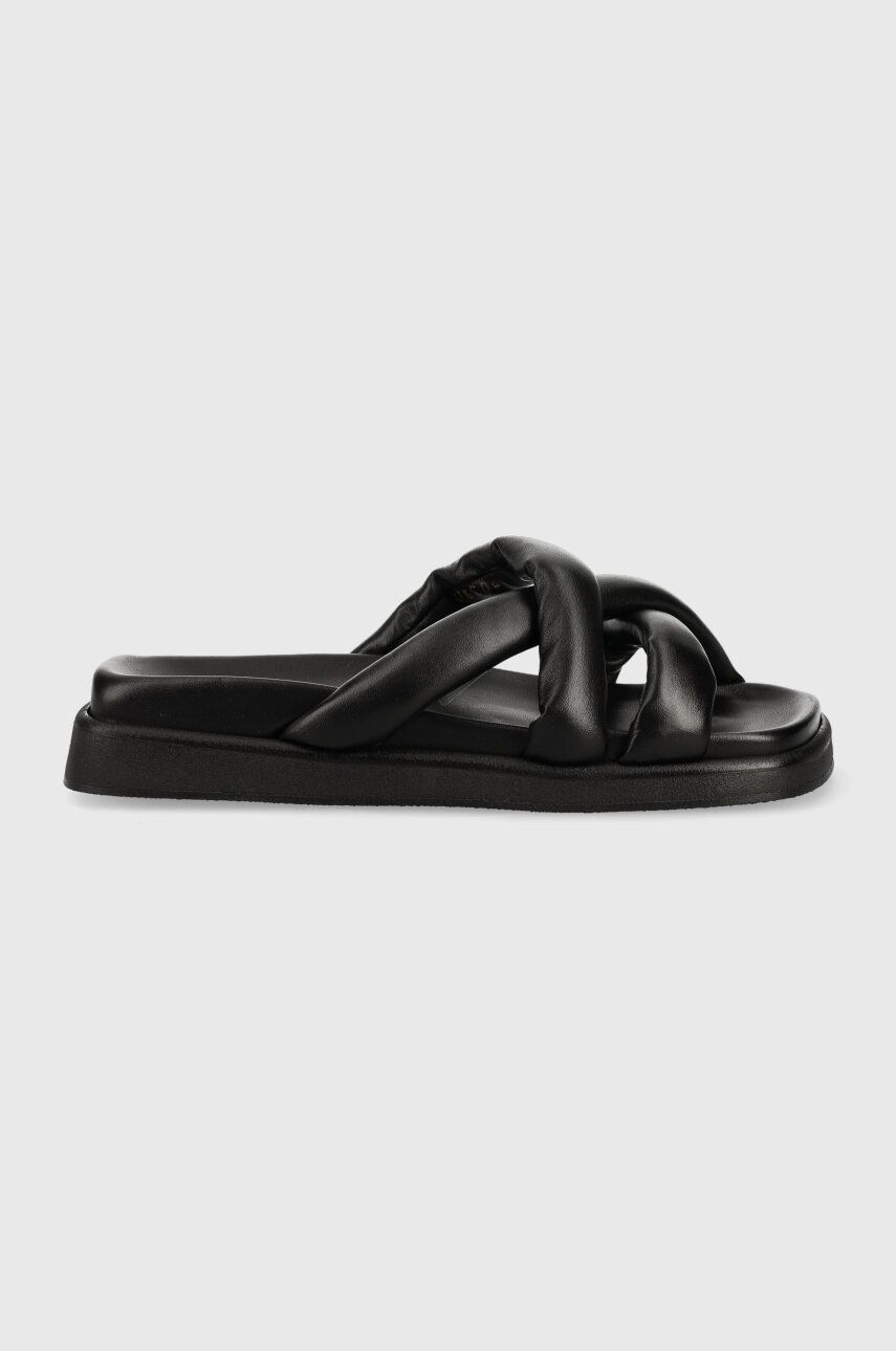Alohas slapi de piele Slip On Cross femei, culoarea negru, S00202.25 Alohas slapi de piele Slip On Cross femei, culoarea negru, S00202.25