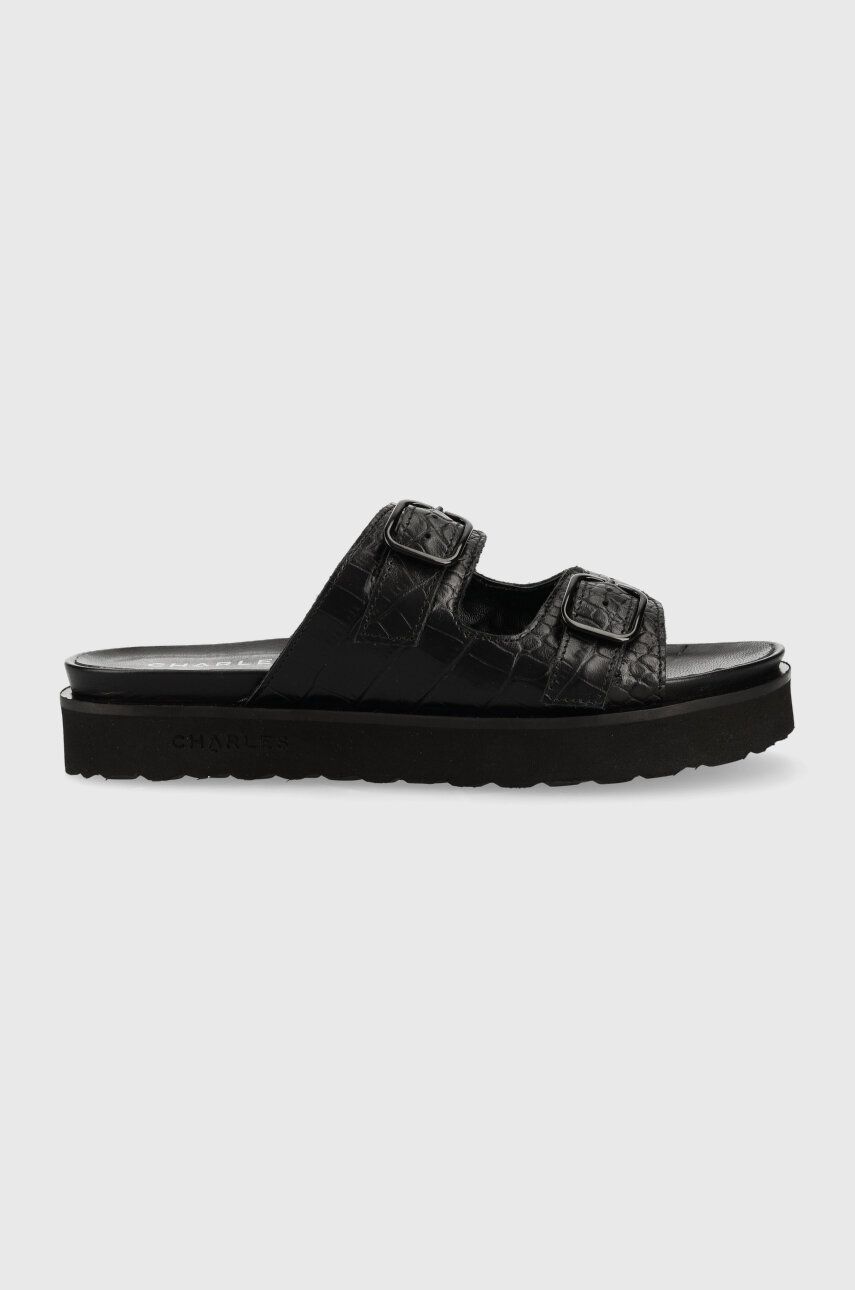 Charles Footwear slapi de piele Luisa femei, culoarea negru, Luisa.Sandal Charles Footwear slapi de piele Luisa femei, culoarea negru, Luisa.Sandal