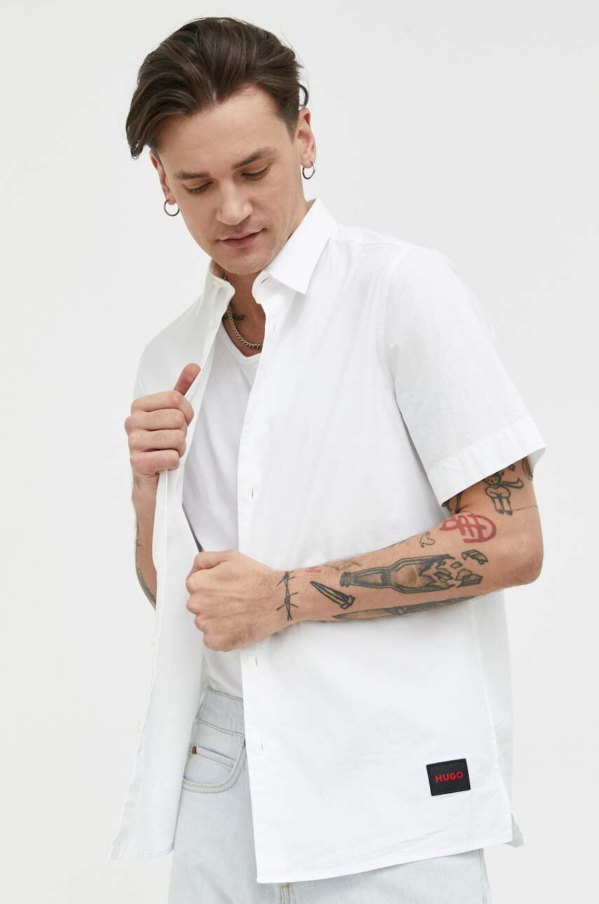 HUGO cămașă bărbați, culoarea alb, cu guler clasic, regular 50475668 HUGO cămașă bărbați, culoarea alb, cu guler clasic, regular 50475668