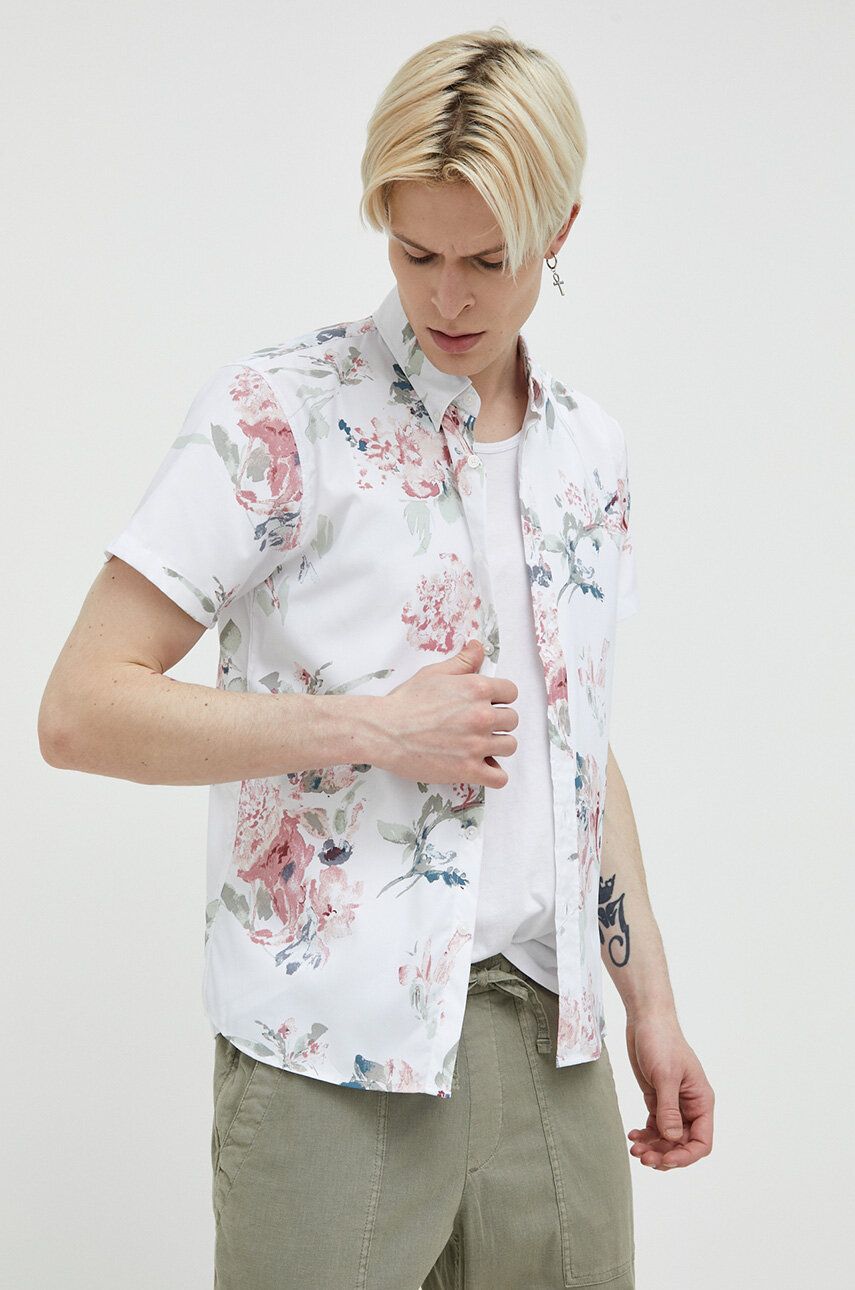 Abercrombie & Fitch camasa barbati, culoarea alb, cu guler button-down, regular Abercrombie & Fitch camasa barbati, culoarea alb, cu guler button-down, regular
