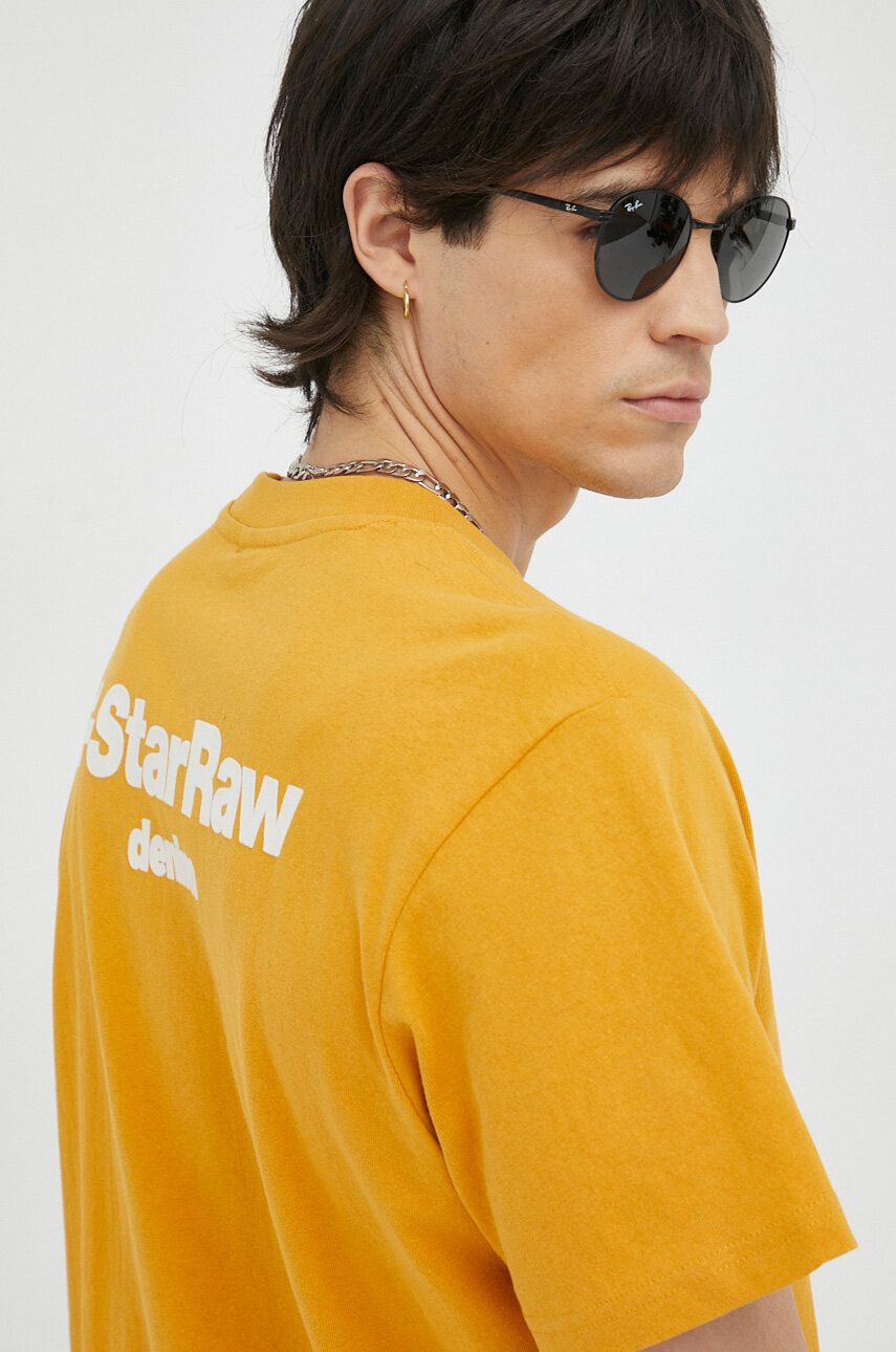G-Star Raw tricou din bumbac culoarea portocaliu, cu imprimeu G-Star Raw tricou din bumbac culoarea portocaliu, cu imprimeu