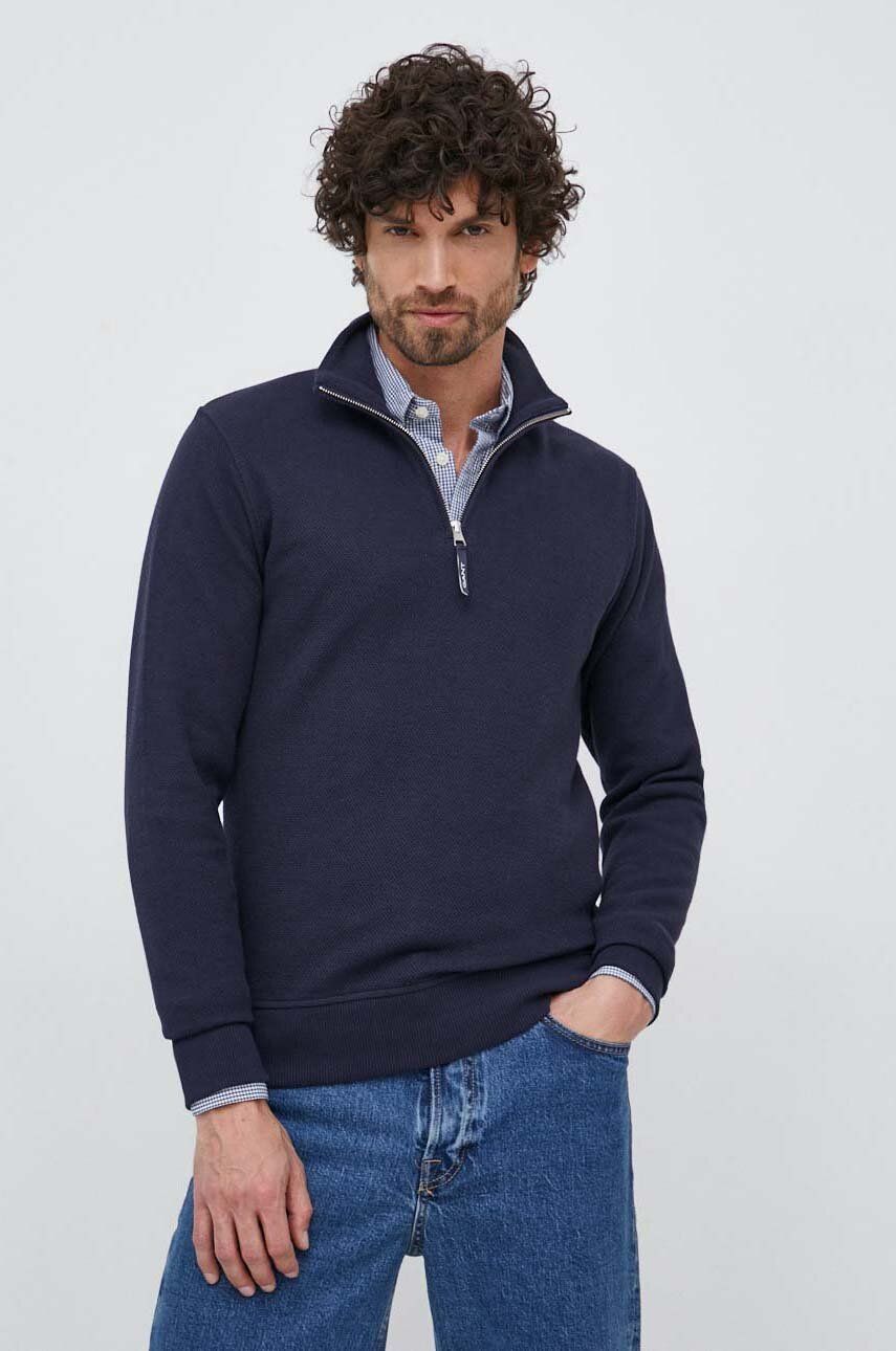 Gant pulover de bumbac culoarea albastru marin, light, cu turtleneck Gant pulover de bumbac culoarea albastru marin, light, cu turtleneck