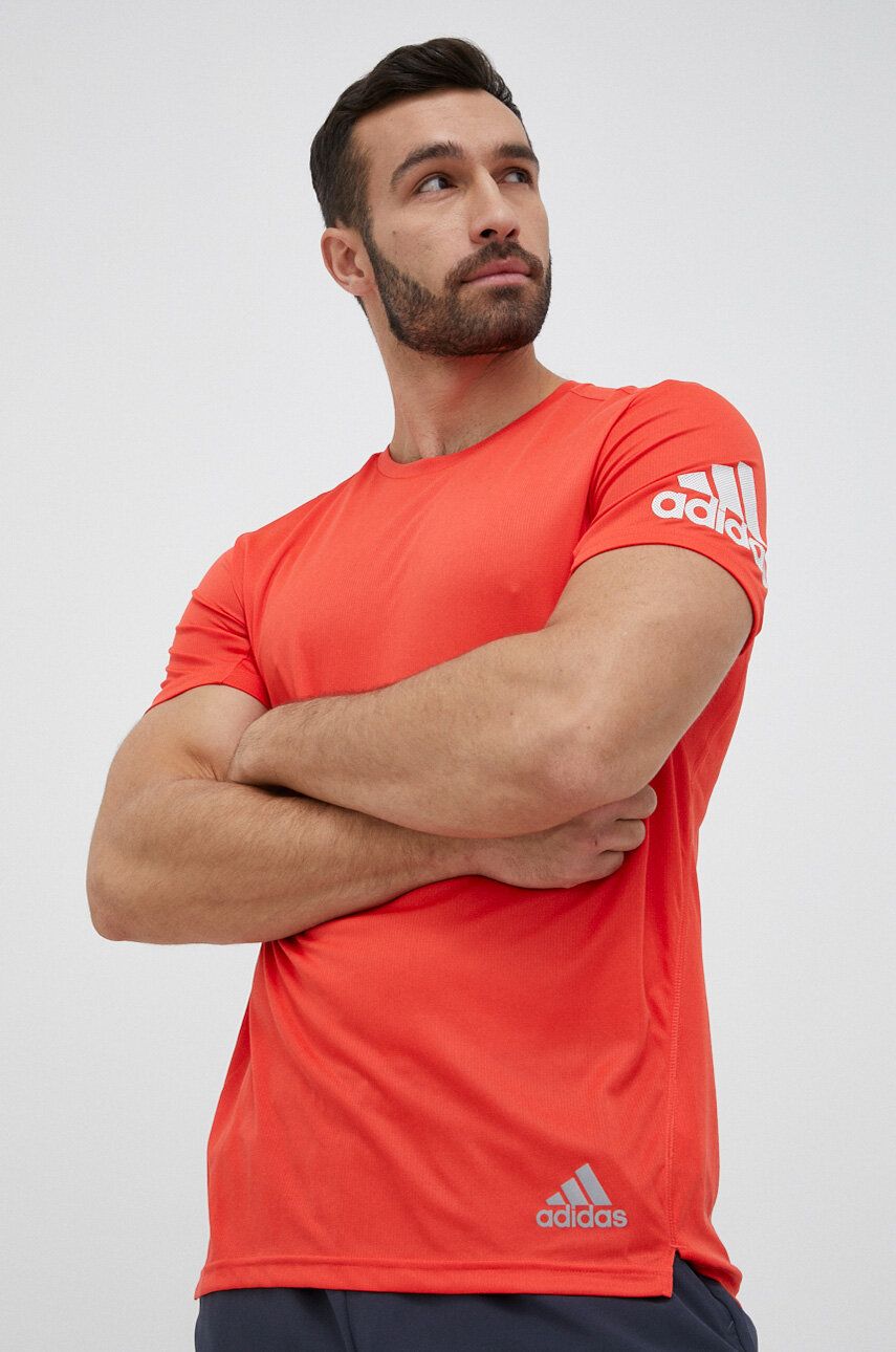 adidas Performance tricou de alergare Run It culoarea rosu, cu imprimeu adidas Performance tricou de alergare Run It culoarea rosu, cu imprimeu