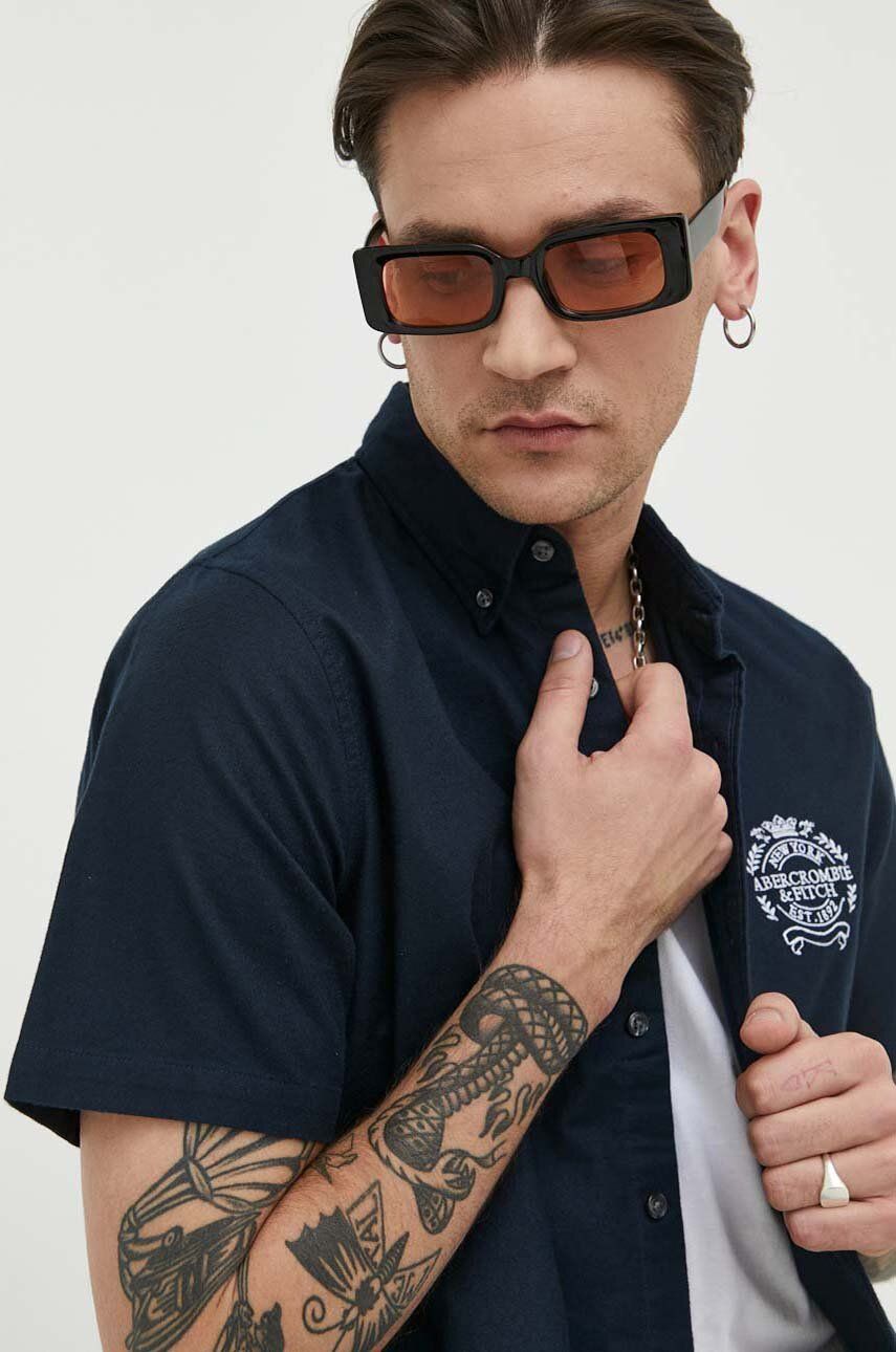 Abercrombie & Fitch camasa barbati, culoarea albastru marin, cu guler button-down, regular Abercrombie & Fitch camasa barbati, culoarea albastru marin, cu guler button-down, regular