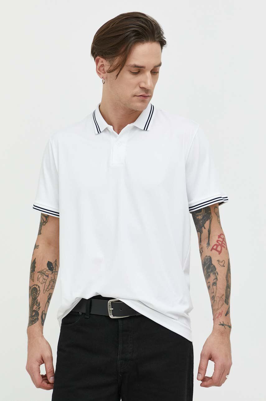 Abercrombie & Fitch tricou polo barbati, culoarea alb, neted Abercrombie & Fitch tricou polo barbati, culoarea alb, neted