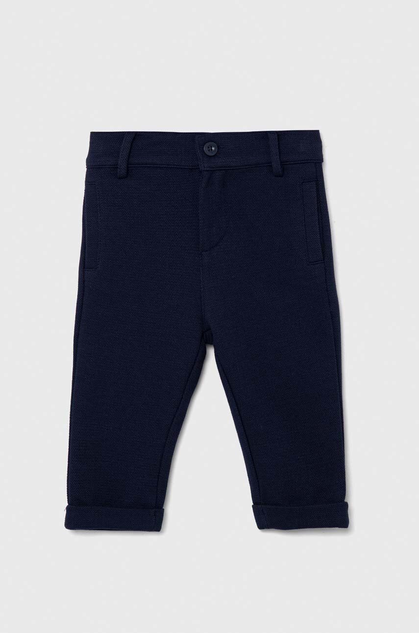 United Colors of Benetton pantaloni bebe culoarea albastru marin, neted United Colors of Benetton pantaloni bebe culoarea albastru marin, neted