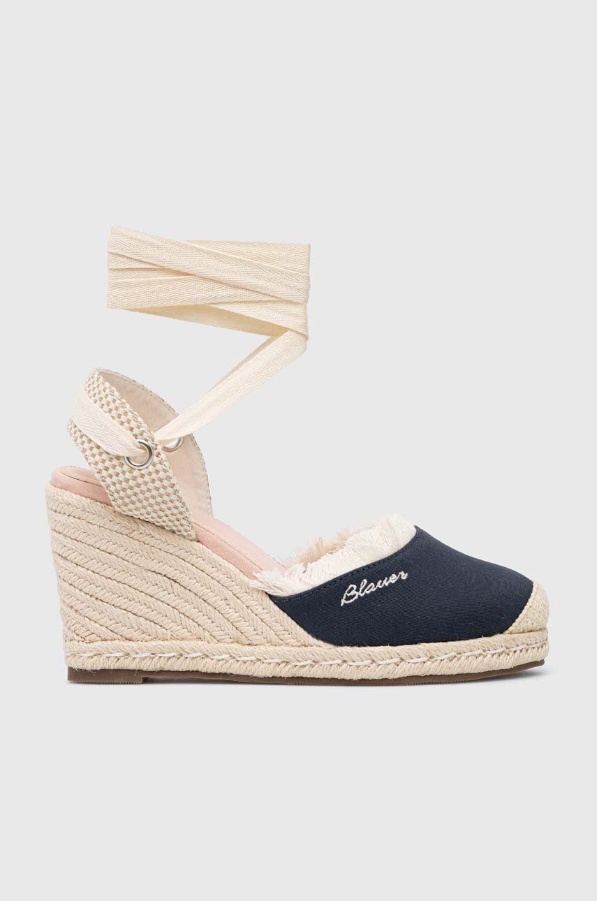 Blauer espadrile Wells culoarea albastru marin, toc pana, S3WELLS01 Blauer espadrile Wells culoarea albastru marin, toc pana, S3WELLS01