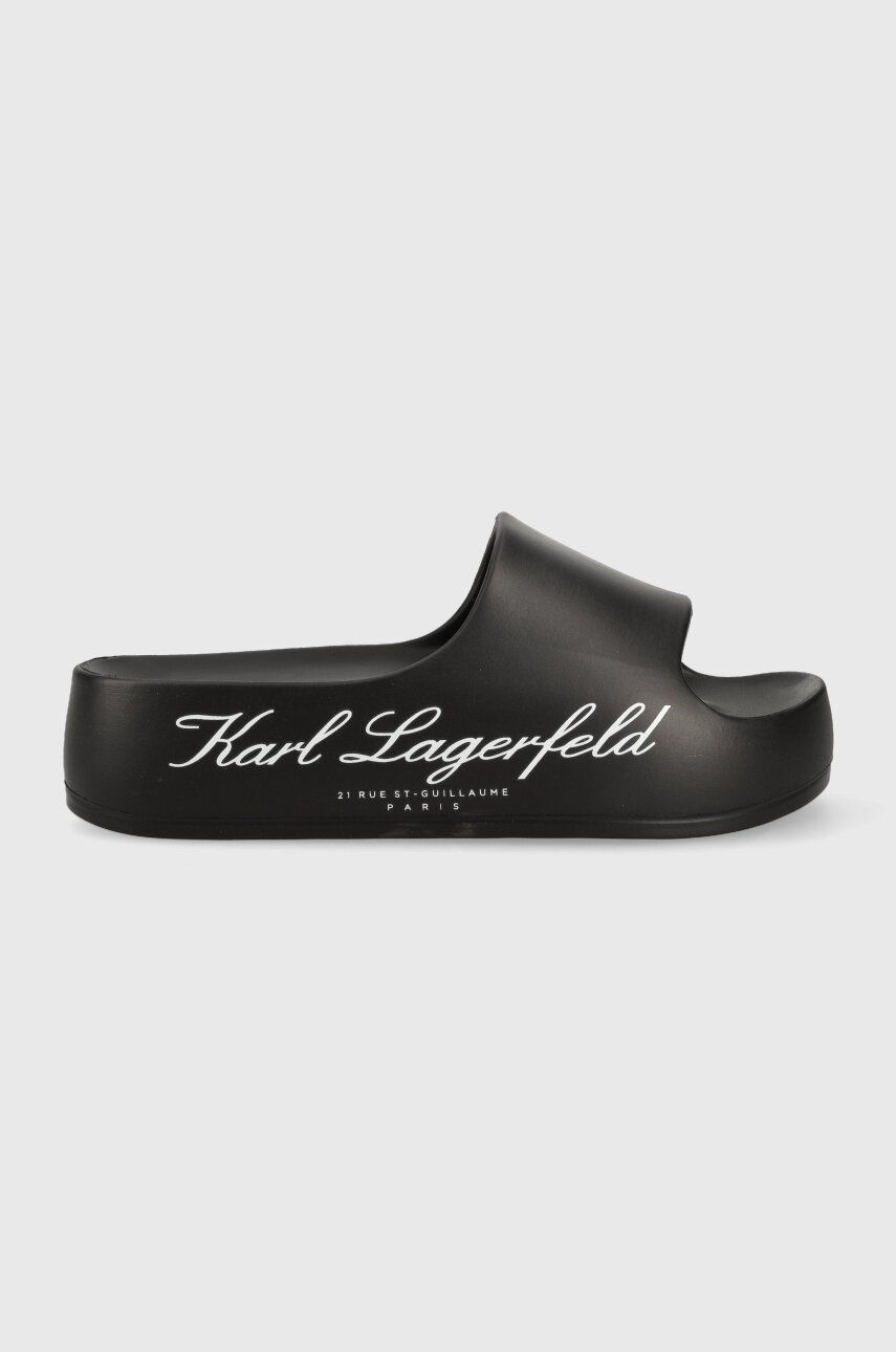 Karl Lagerfeld papuci KOBO II femei, culoarea negru, cu platforma, KL86000 Karl Lagerfeld papuci KOBO II femei, culoarea negru, cu platforma, KL86000