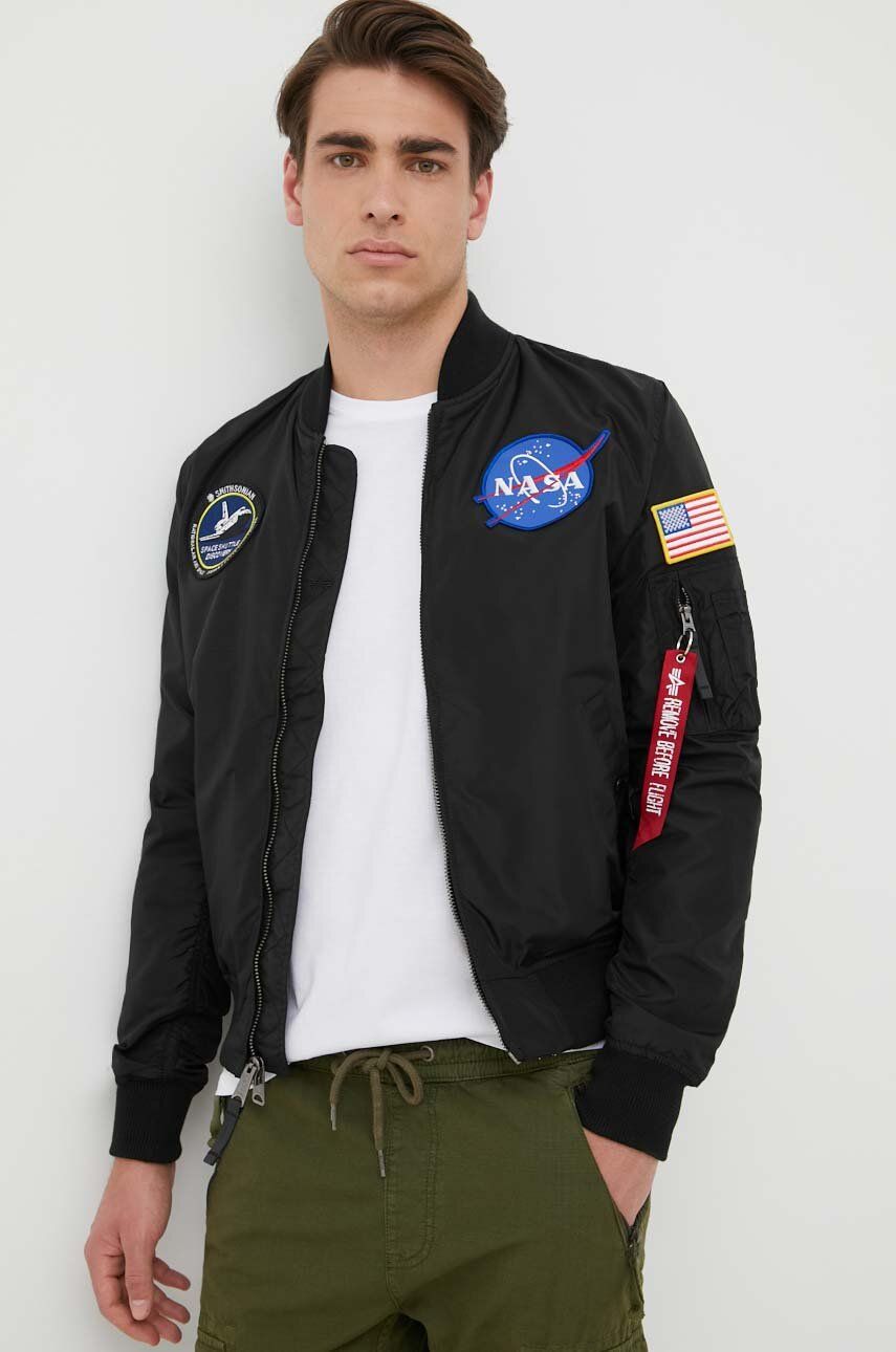 Alpha Industries geacă bomber cu două fețe bărbați, culoarea negru, de tranziție 186101.03-Black Alpha Industries geacă bomber cu două fețe bărbați, culoarea negru, de tranziție 186101.03-Black