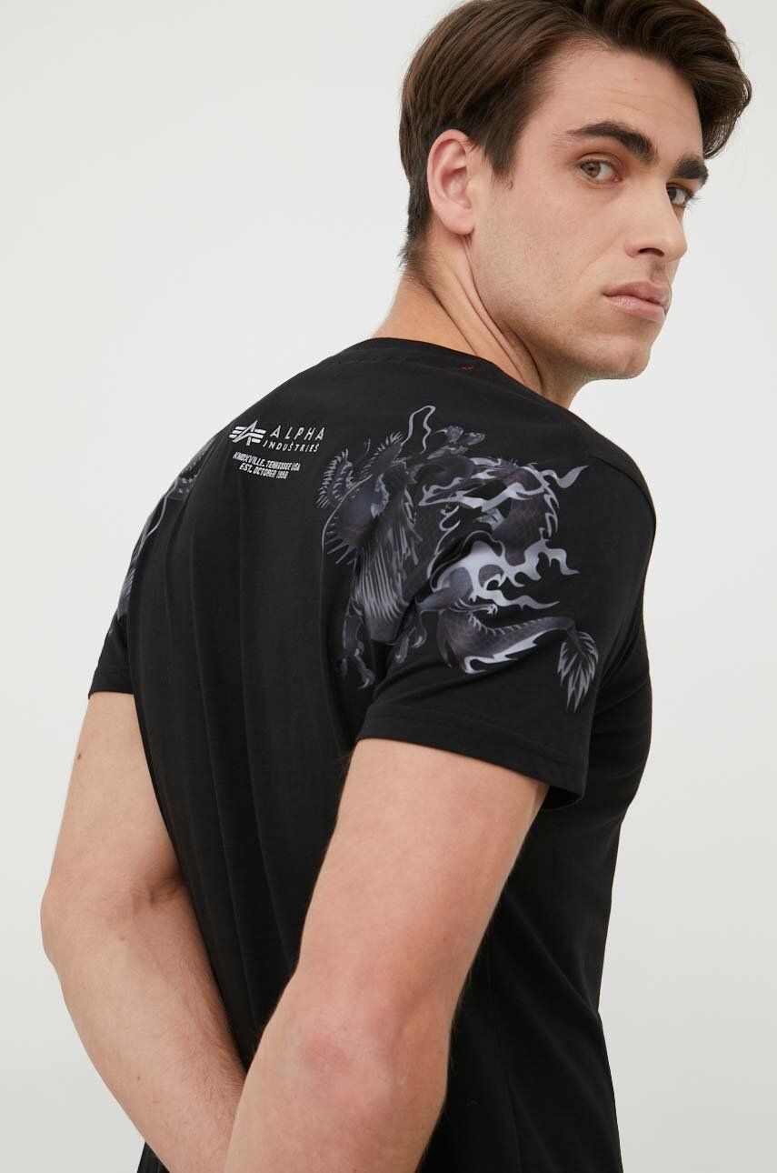 Alpha Industries tricou din bumbac culoarea negru, cu imprimeu Alpha Industries tricou din bumbac culoarea negru, cu imprimeu