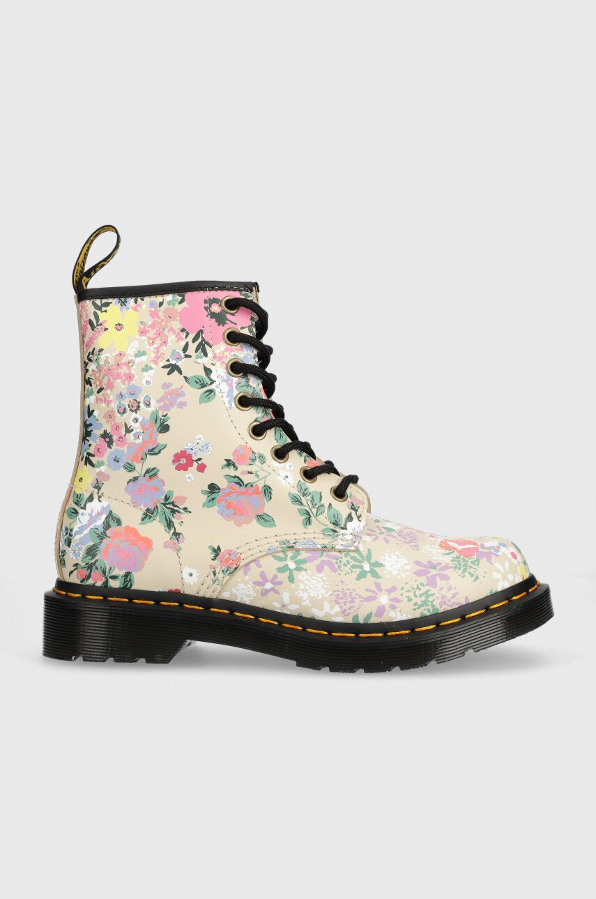 Dr. Martens bocanci de piele 1460 femei, culoarea bej, cu toc plat, DM30791292 DM30791292-Parchment Dr. Martens bocanci de piele 1460 femei, culoarea bej, cu toc plat, DM30791292 DM30791292-Parchment