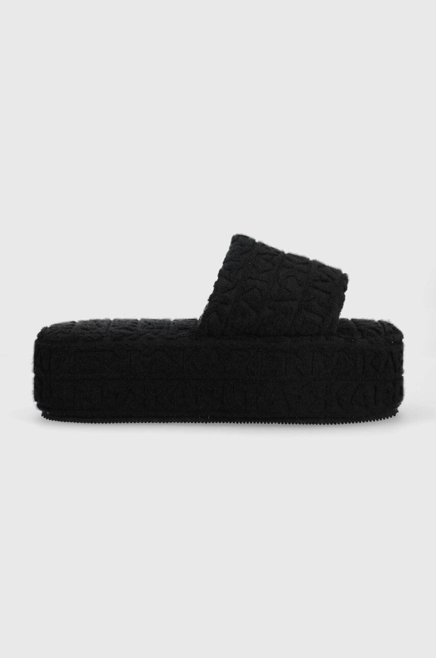 Karl Lagerfeld papuci VERANDA femei, culoarea negru, cu platforma, KL88003 Karl Lagerfeld papuci VERANDA femei, culoarea negru, cu platforma, KL88003