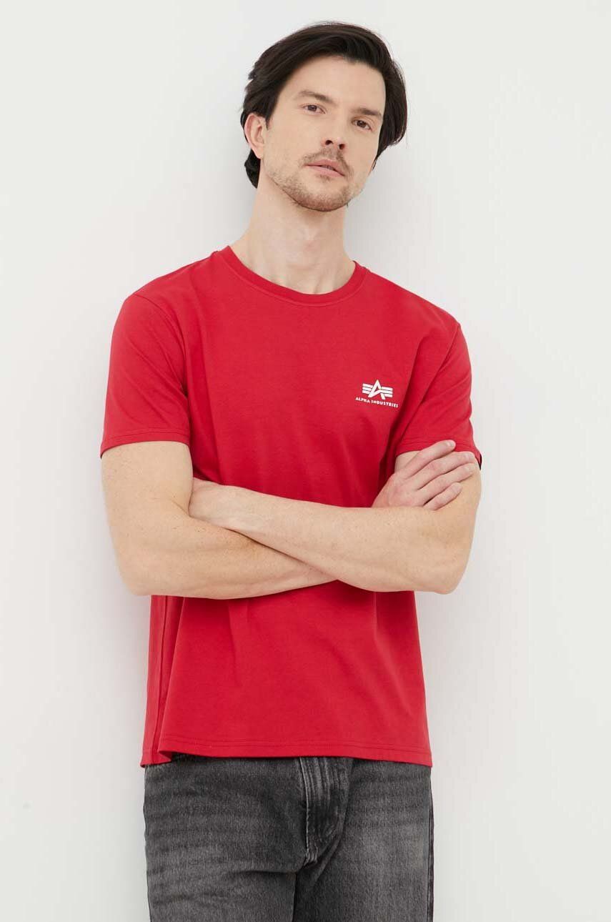 Alpha Industries tricou din bumbac culoarea roșu, cu imprimeu 188505.328-SpeedRed Alpha Industries tricou din bumbac culoarea roșu, cu imprimeu 188505.328-SpeedRed
