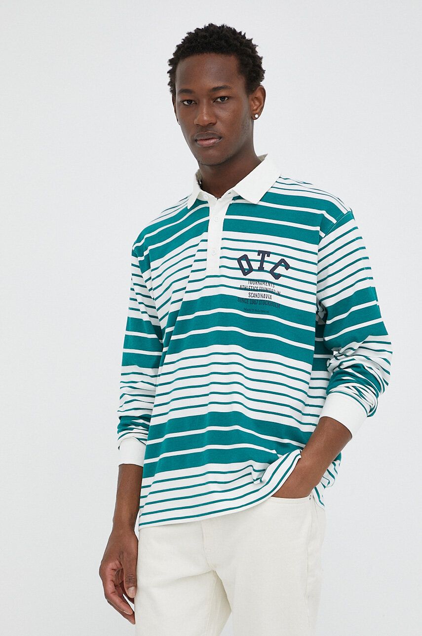 Marc O'Polo longsleeve din bumbac DENIM culoarea verde, modelator Marc O'Polo longsleeve din bumbac DENIM culoarea verde, modelator