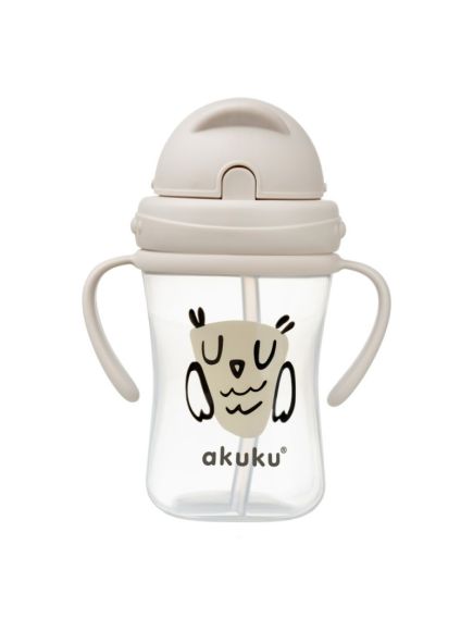 Cana cu pai din silicon 300 ml Akuku A0204, Bej 9-12 luni, Engros Cana cu pai din silicon 300 ml Akuku A0204, Bej 9-12 luni, Engros