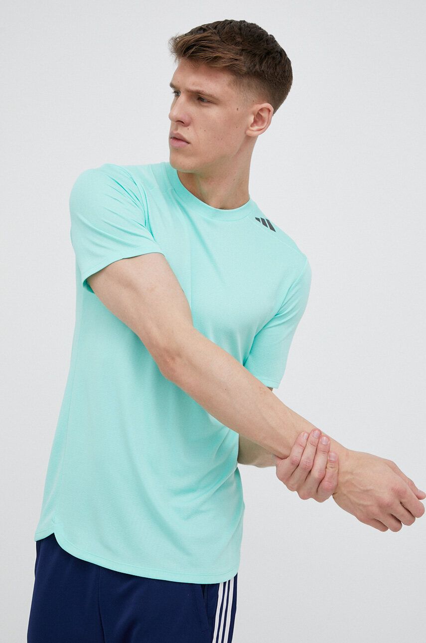 adidas Performance tricou de antrenament Designed 4 Training culoarea turcoaz, neted adidas Performance tricou de antrenament Designed 4 Training culoarea turcoaz, neted