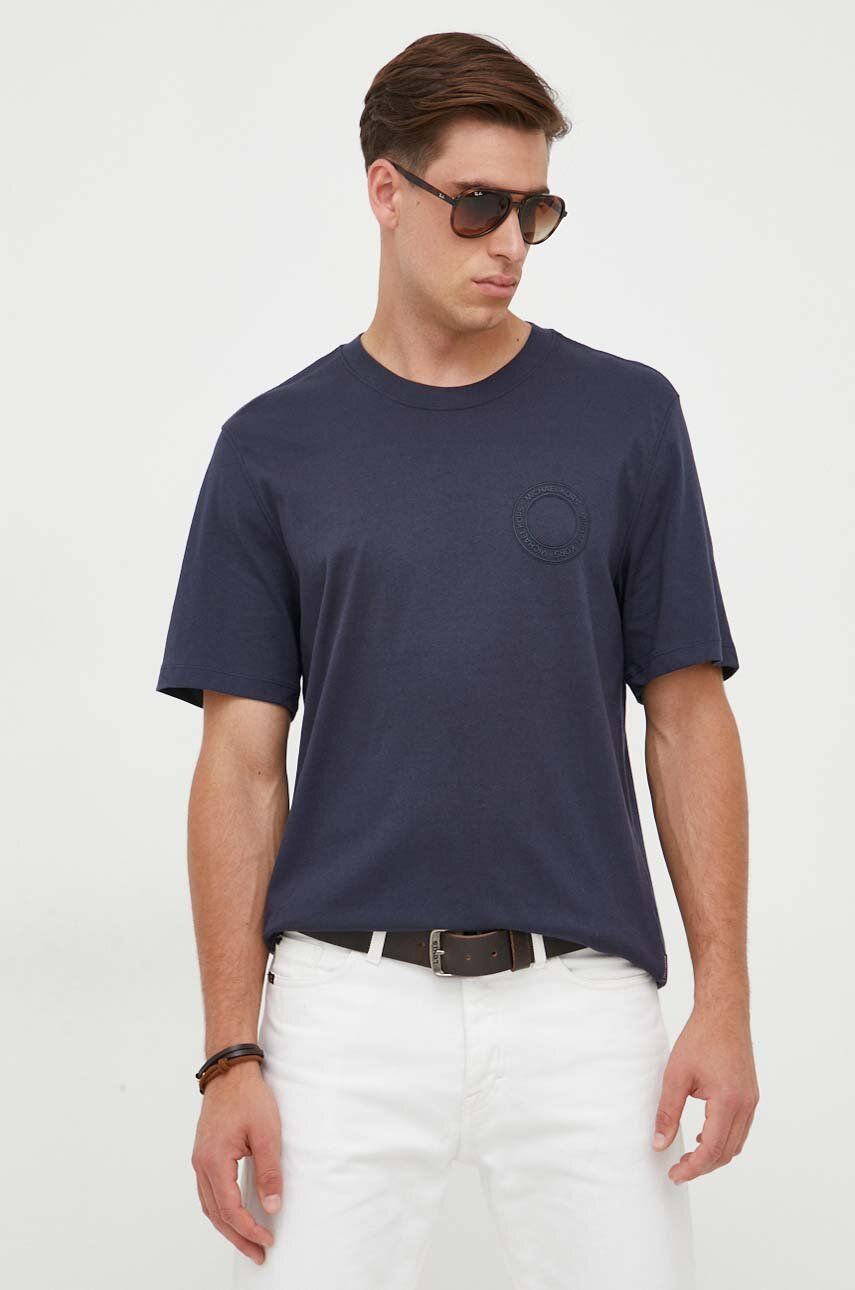 Michael Kors tricou din bumbac culoarea albastru marin, cu imprimeu Michael Kors tricou din bumbac culoarea albastru marin, cu imprimeu
