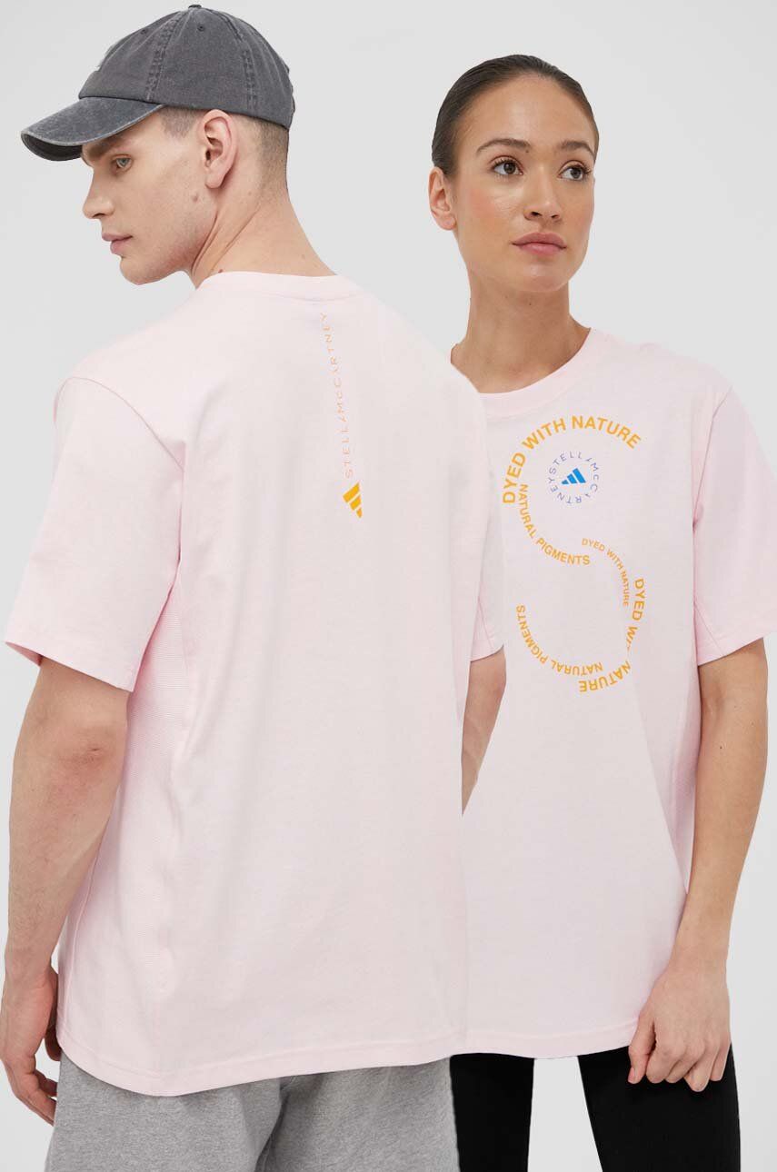 adidas by Stella McCartney tricou din bumbac culoarea roz, cu imprimeu adidas by Stella McCartney tricou din bumbac culoarea roz, cu imprimeu