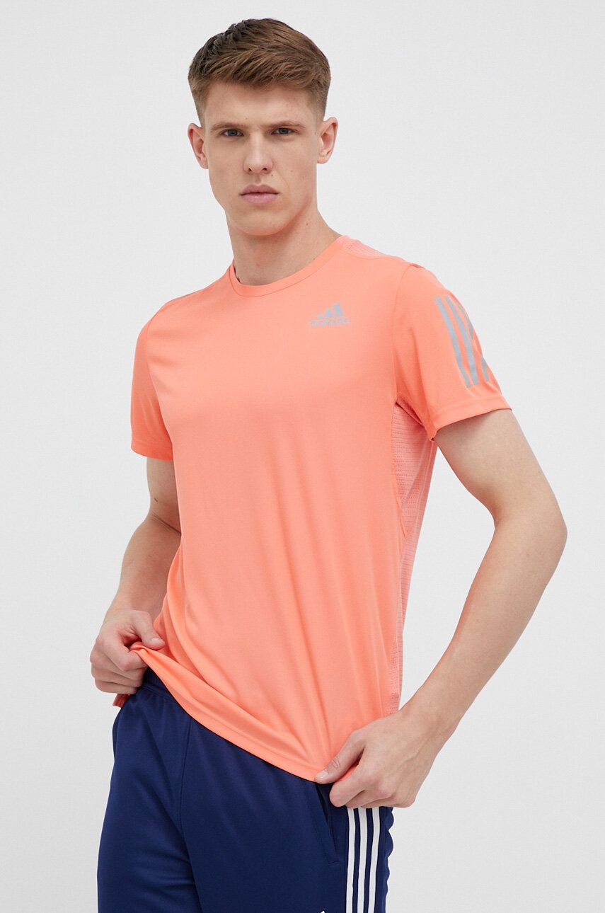 adidas Performance tricou de alergare Own The Run culoarea portocaliu, cu imprimeu adidas Performance tricou de alergare Own The Run culoarea portocaliu, cu imprimeu