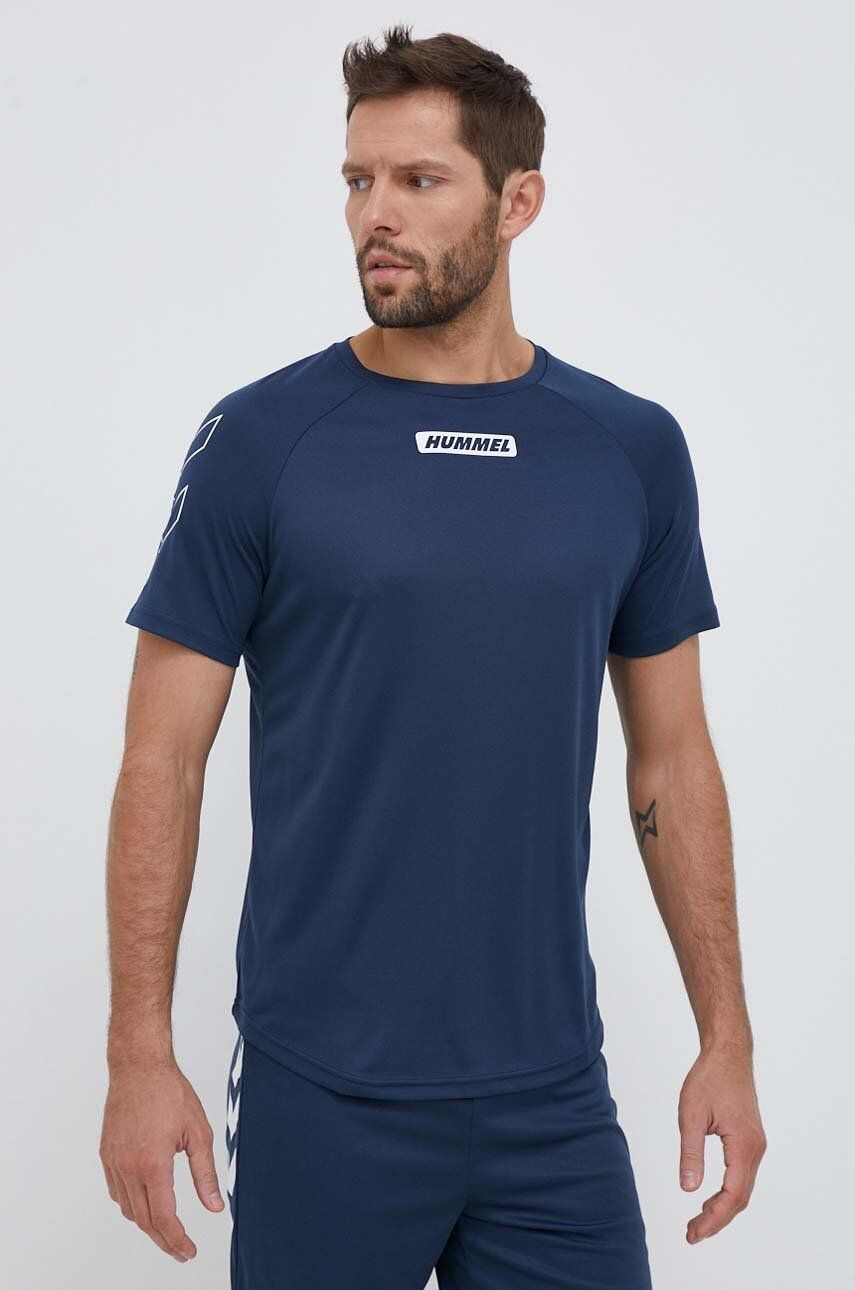 Hummel tricou de antrenament Topaz culoarea albastru marin, cu imprimeu Hummel tricou de antrenament Topaz culoarea albastru marin, cu imprimeu
