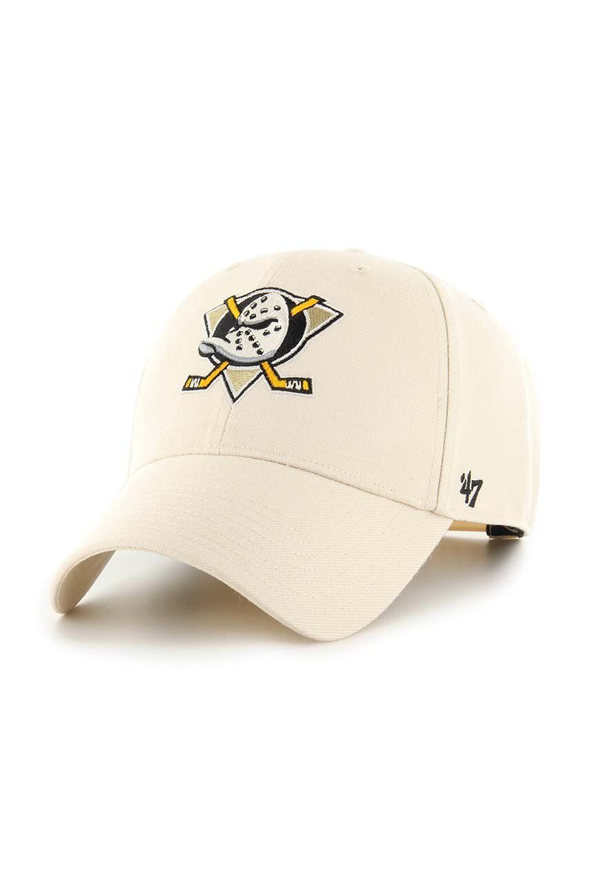 47brand șapcă din amestec de lână NHL Anaheim Ducks culoarea bej, cu imprimeu 47brand șapcă din amestec de lână NHL Anaheim Ducks culoarea bej, cu imprimeu