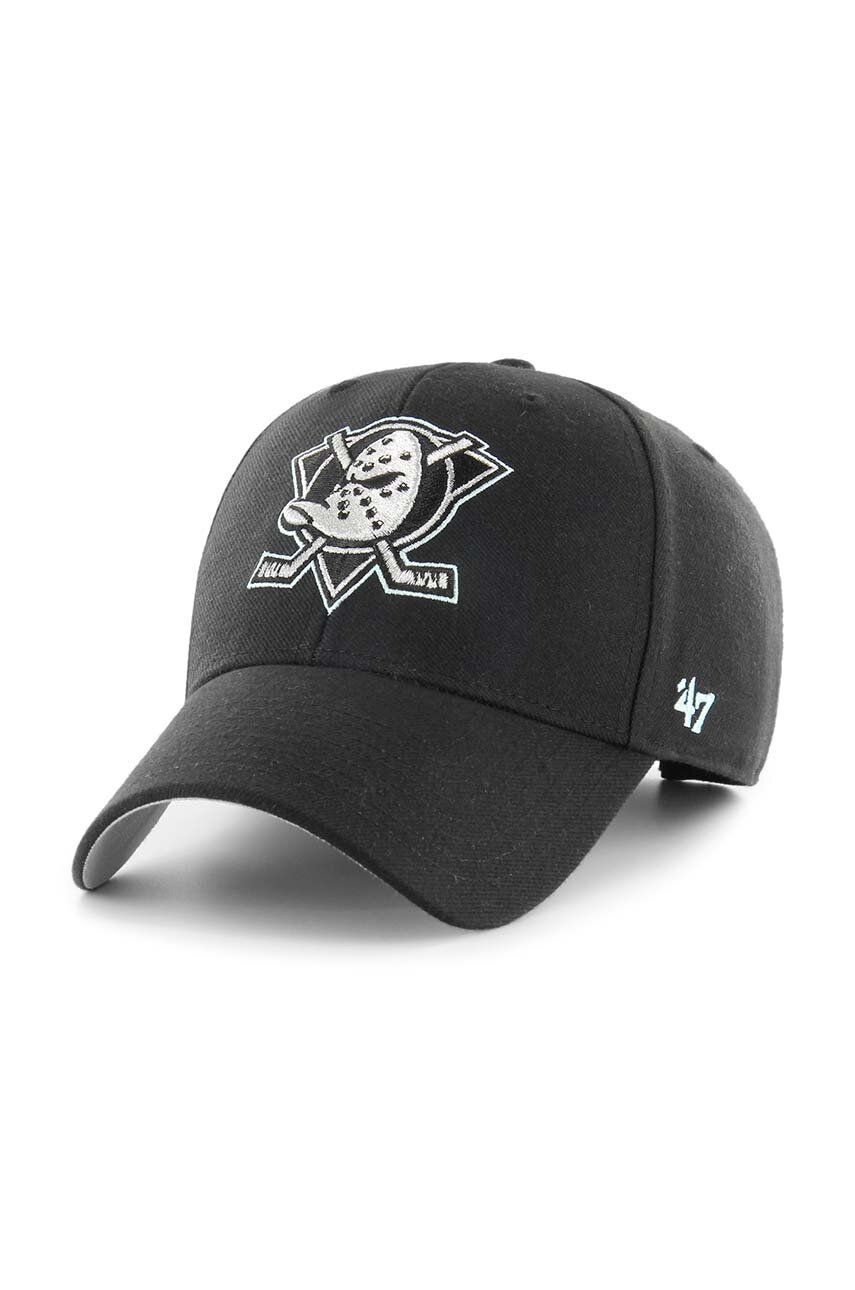 47brand șapcă din amestec de lână NHL Anaheim Ducks culoarea negru, cu imprimeu 47brand șapcă din amestec de lână NHL Anaheim Ducks culoarea negru, cu imprimeu