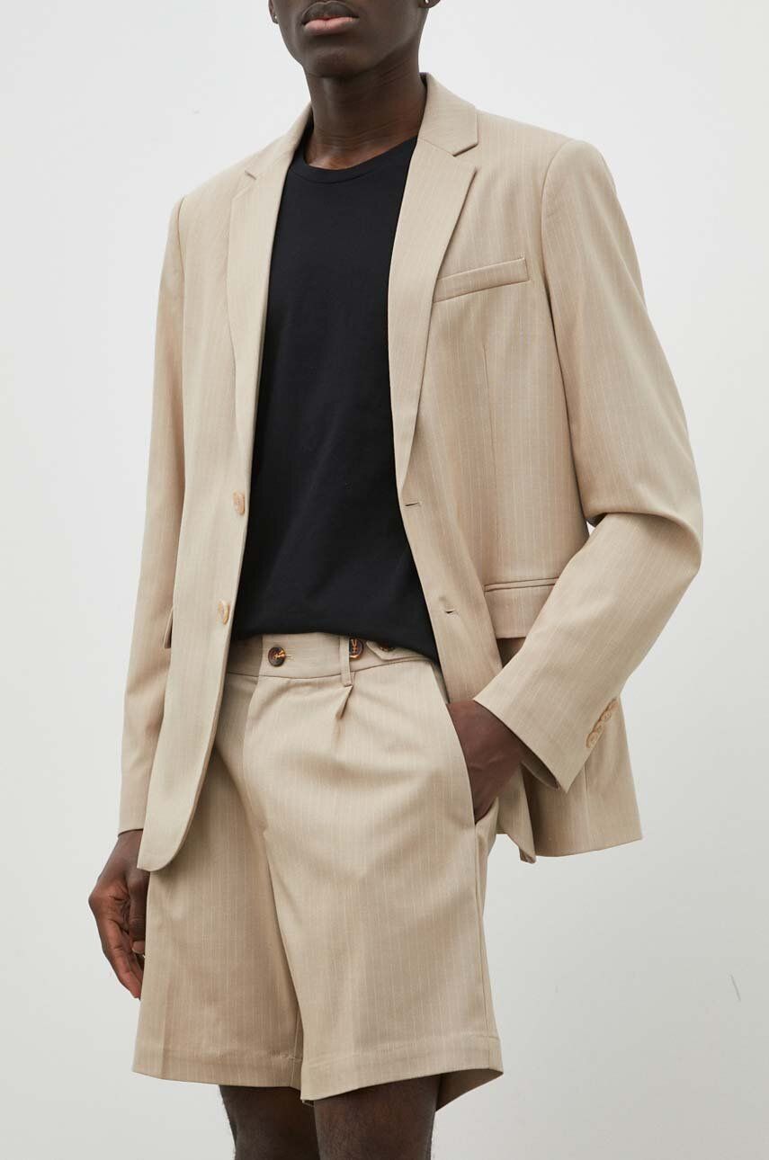 Bruuns Bazaar pantaloni scurti Statice City barbati, culoarea bej Bruuns Bazaar pantaloni scurti Statice City barbati, culoarea bej