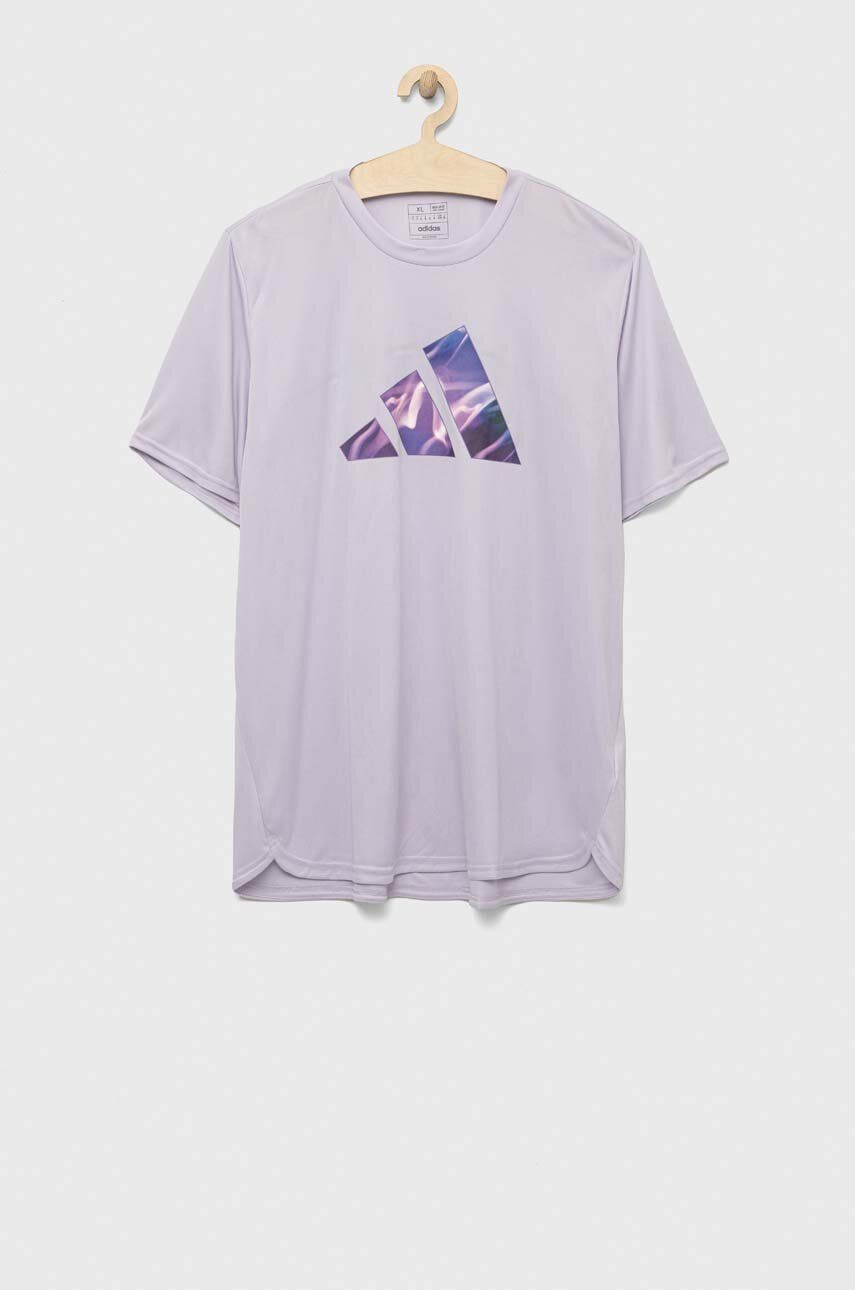 adidas Performance tricou de antrenament Designed for Movement culoarea violet, cu imprimeu adidas Performance tricou de antrenament Designed for Movement culoarea violet, cu imprimeu