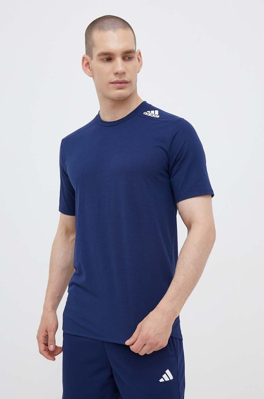 adidas Performance tricou de antrenament Designed for Training culoarea albastru marin, neted adidas Performance tricou de antrenament Designed for Training culoarea albastru marin, neted