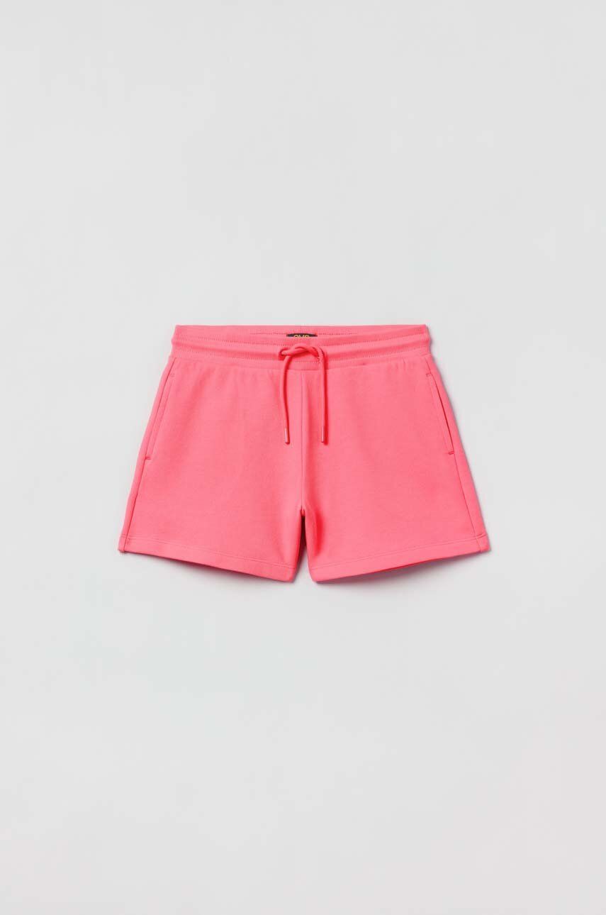 OVS pantaloni scurți din bumbac pentru copii culoarea roz, neted OVS pantaloni scurți din bumbac pentru copii culoarea roz, neted