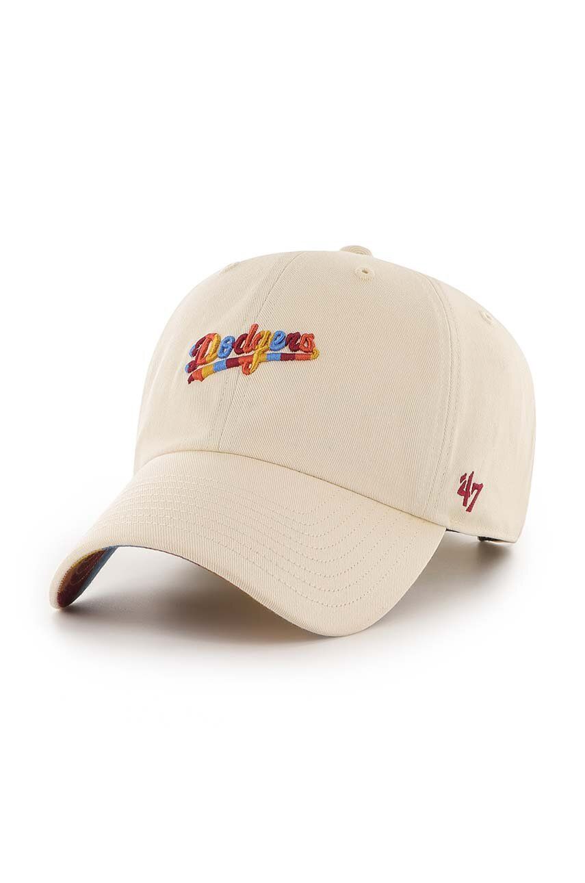 47brand șapcă de baseball din bumbac MLB Los Angeles Dodgers culoarea bej, cu imprimeu 47brand șapcă de baseball din bumbac MLB Los Angeles Dodgers culoarea bej, cu imprimeu