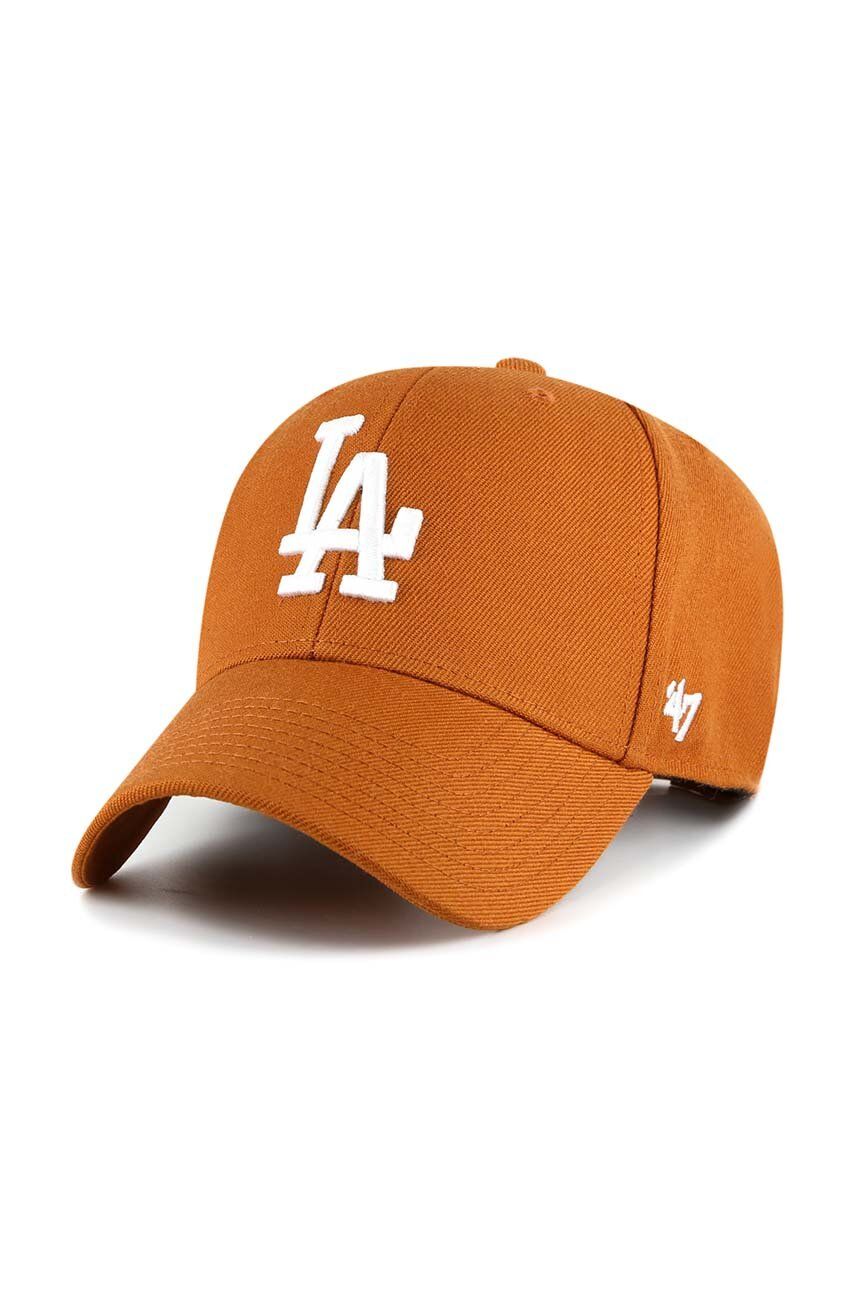 47brand șapcă din amestec de lână MLB Los Angeles Dodgers culoarea portocaliu, cu imprimeu 47brand șapcă din amestec de lână MLB Los Angeles Dodgers culoarea portocaliu, cu imprimeu