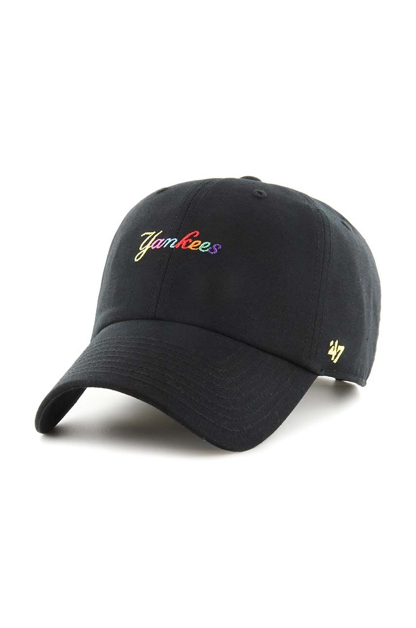 47brand șapcă din amestec de lână MLB New York Yankees culoarea negru, cu imprimeu 47brand șapcă din amestec de lână MLB New York Yankees culoarea negru, cu imprimeu