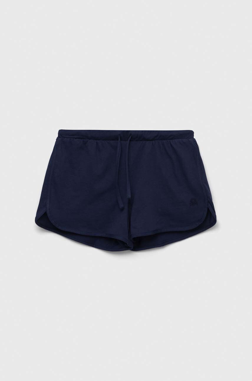 United Colors of Benetton pantaloni scurți din bumbac pentru copii culoarea albastru marin, neted, talie reglabila United Colors of Benetton pantaloni scurți din bumbac pentru copii culoarea albastru marin, neted, talie reglabila