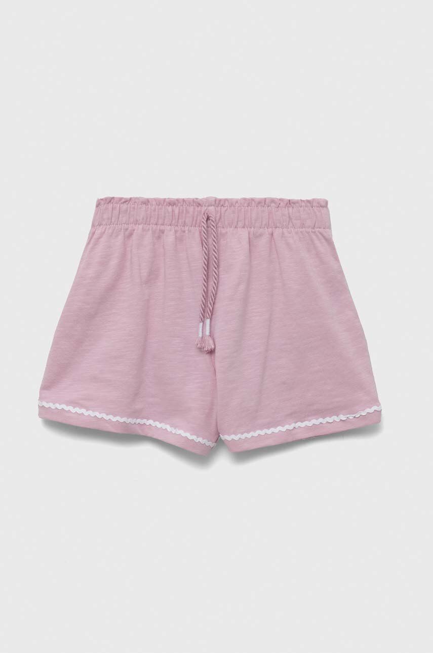 United Colors of Benetton pantaloni scurti bebe culoarea roz, neted United Colors of Benetton pantaloni scurti bebe culoarea roz, neted