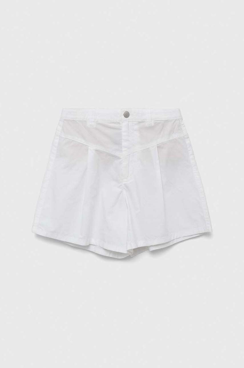 United Colors of Benetton pantaloni scurți din bumbac pentru copii culoarea alb, neted, talie reglabila United Colors of Benetton pantaloni scurți din bumbac pentru copii culoarea alb, neted, talie reglabila