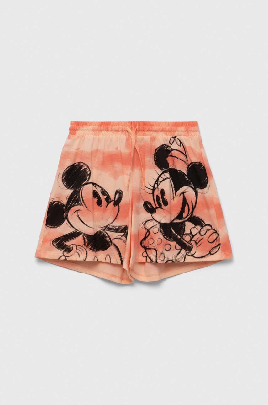United Colors of Benetton pantaloni scurți din bumbac pentru copii culoarea portocaliu, cu imprimeu, talie reglabila United Colors of Benetton pantaloni scurți din bumbac pentru copii culoarea portocaliu, cu imprimeu, talie reglabila