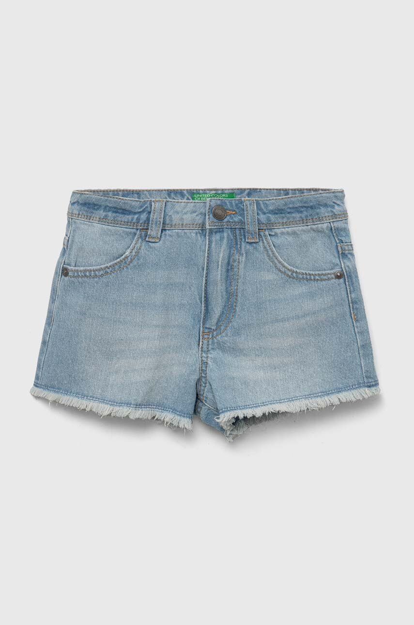United Colors of Benetton pantaloni scurti din denim pentru copii neted, talie reglabila United Colors of Benetton pantaloni scurti din denim pentru copii neted, talie reglabila
