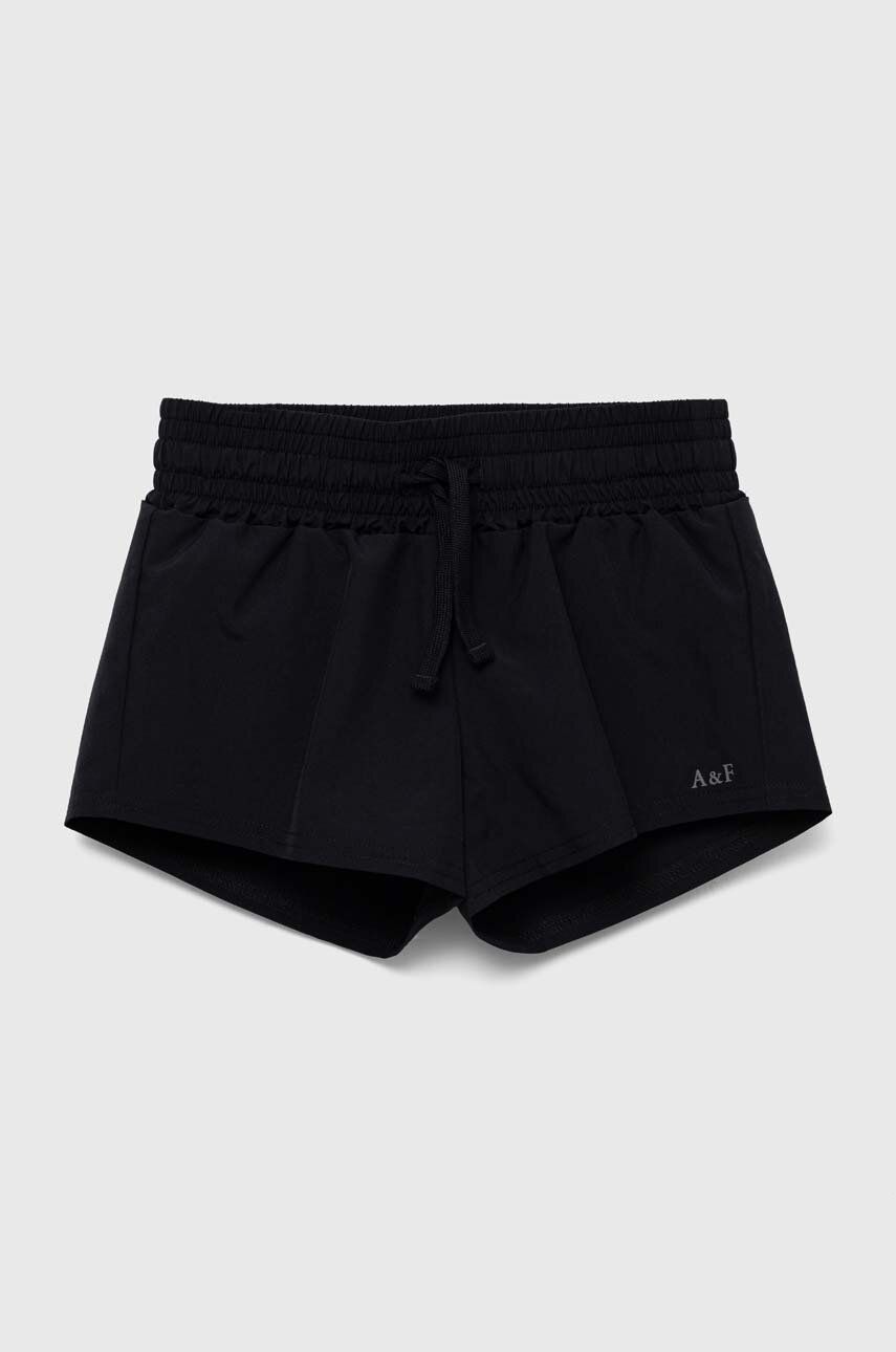 Abercrombie & Fitch pantaloni scurti copii culoarea negru, neted, talie reglabila Abercrombie & Fitch pantaloni scurti copii culoarea negru, neted, talie reglabila