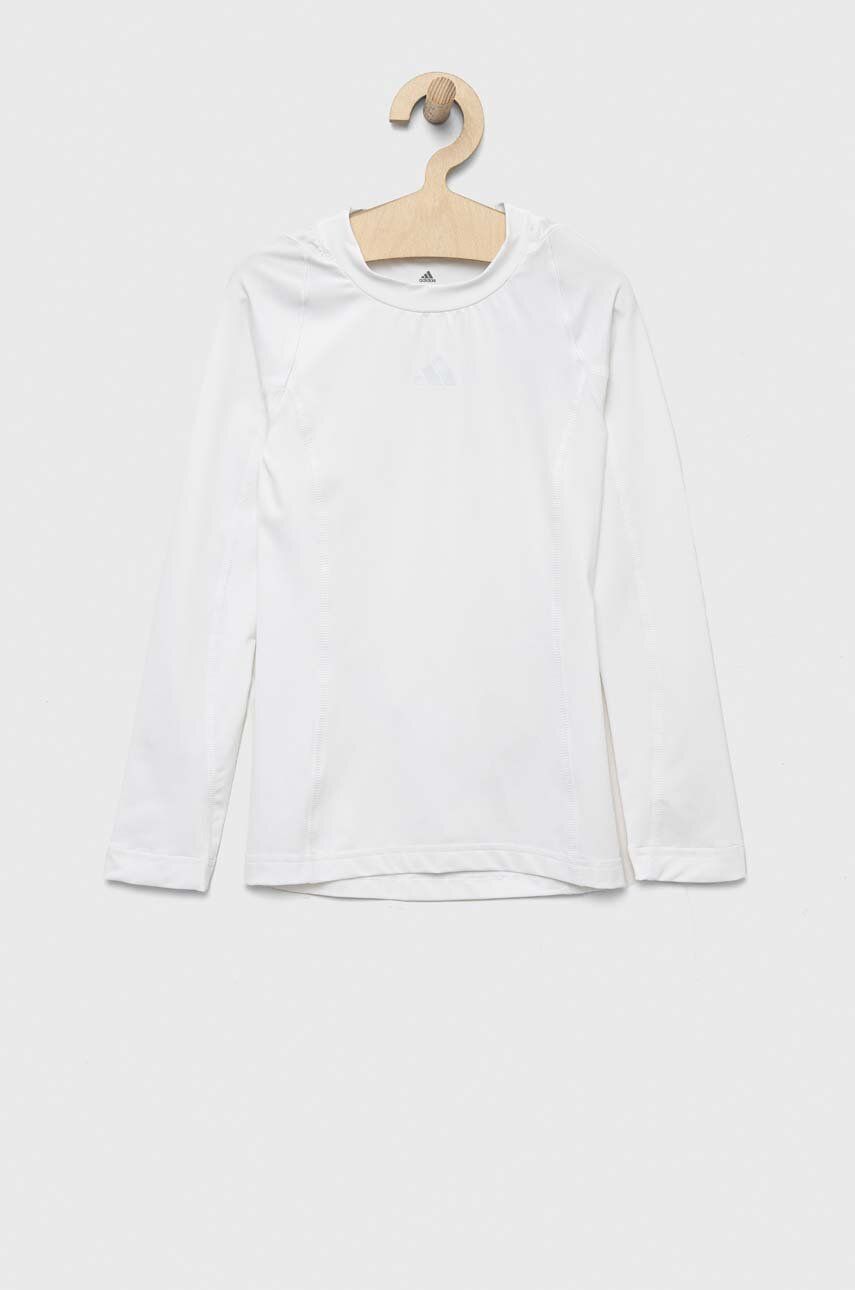 adidas Performance longsleeve copii TF LS TEE Y culoarea alb, neted adidas Performance longsleeve copii TF LS TEE Y culoarea alb, neted