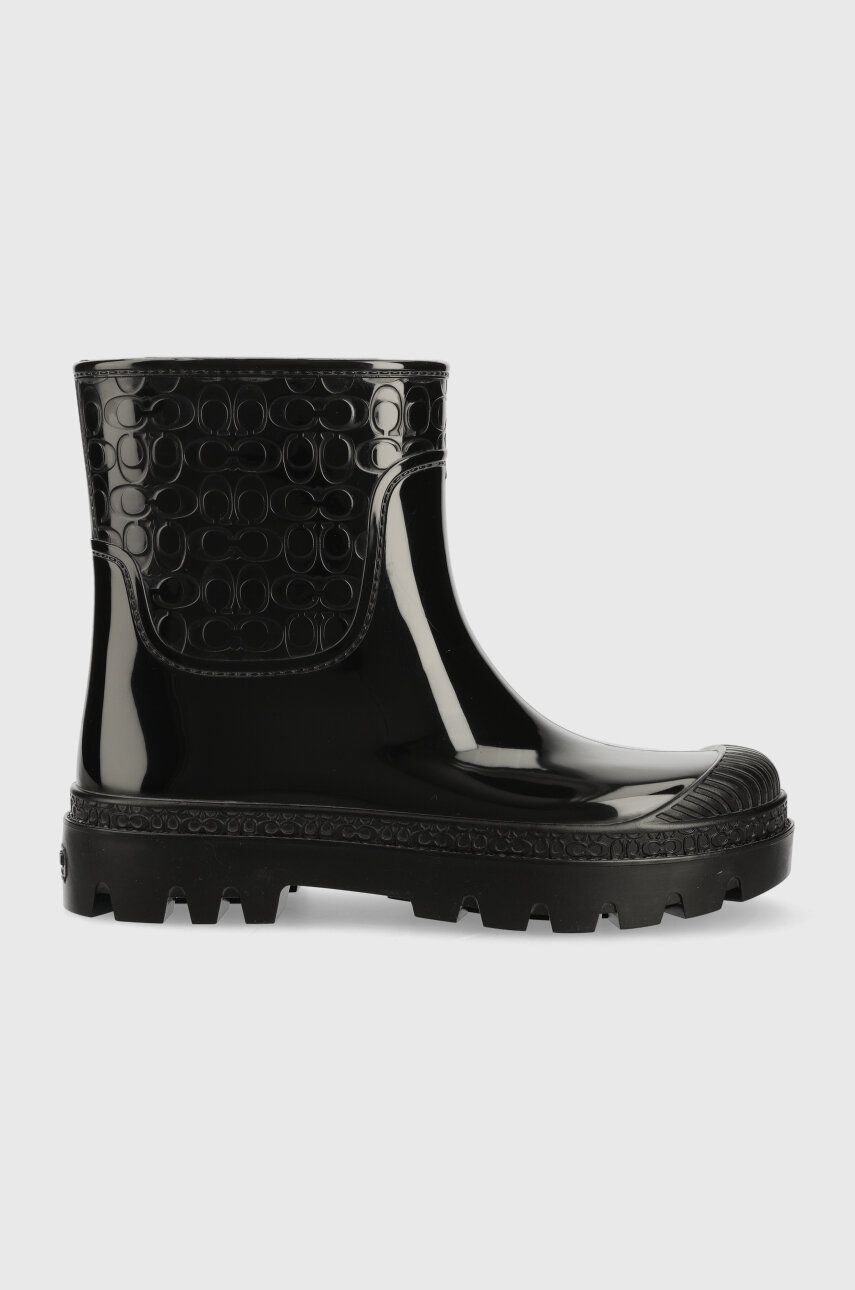 Coach botine Millie Rubber femei, culoarea negru, cu toc plat, CE856 Coach botine Millie Rubber femei, culoarea negru, cu toc plat, CE856