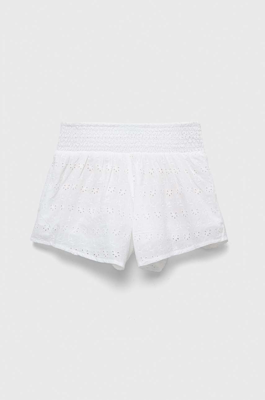 United Colors of Benetton pantaloni scurți din bumbac pentru copii culoarea alb, neted United Colors of Benetton pantaloni scurți din bumbac pentru copii culoarea alb, neted