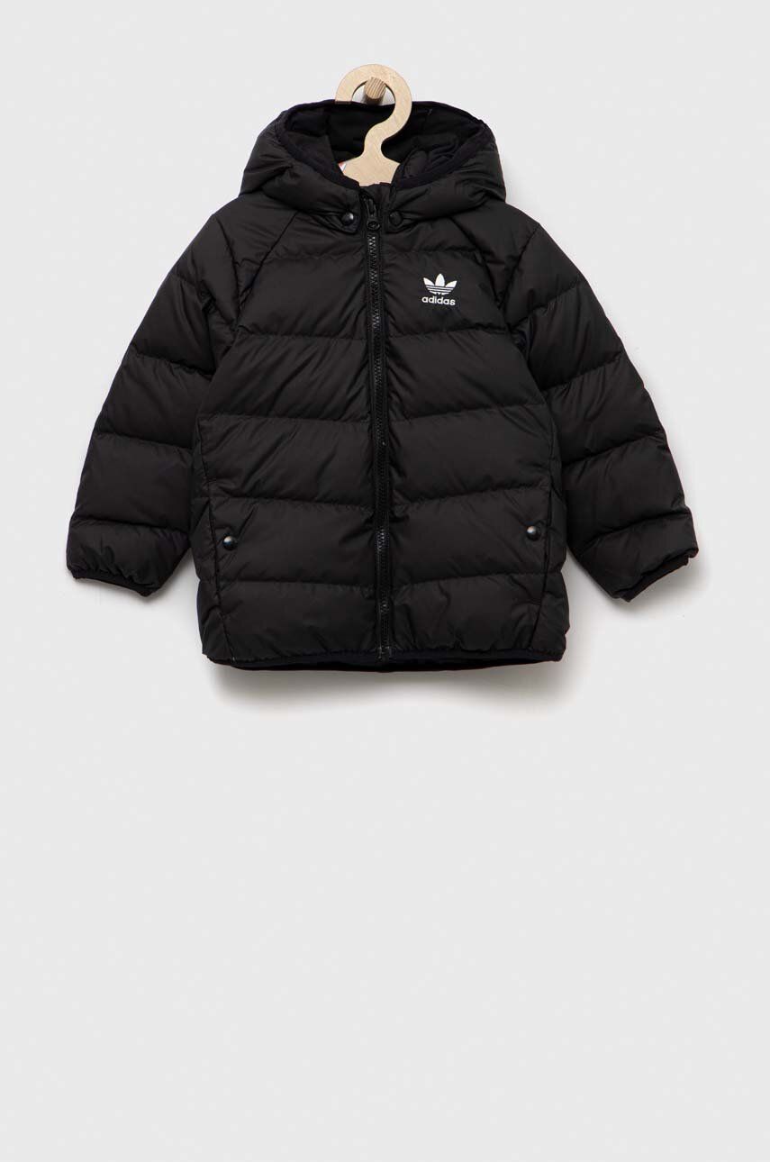 adidas Originals geaca de puf pentru copii DOWN JACKET culoarea negru adidas Originals geaca de puf pentru copii DOWN JACKET culoarea negru