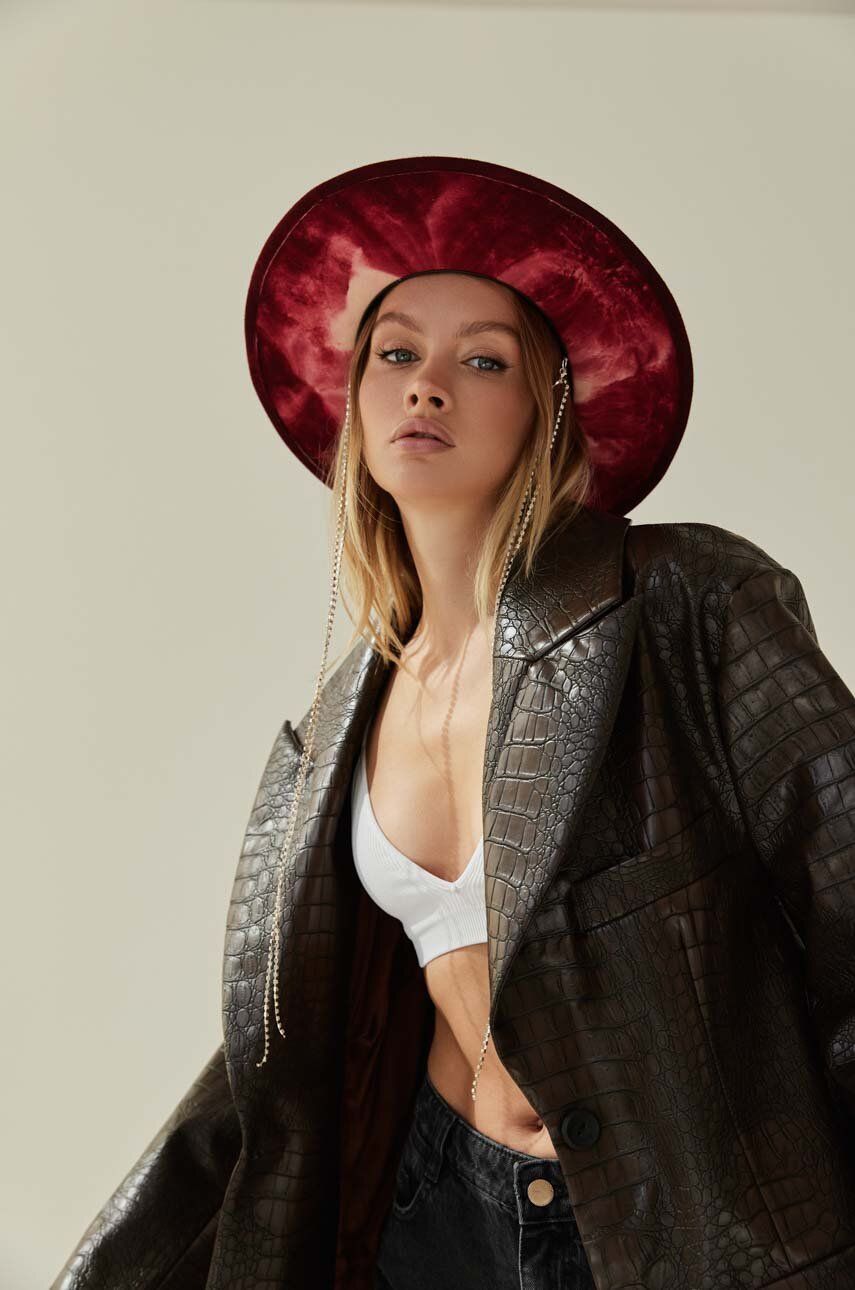 LE SH KA headwear palarie de lana Silver Red culoarea rosu, de lana LE SH KA headwear palarie de lana Silver Red culoarea rosu, de lana