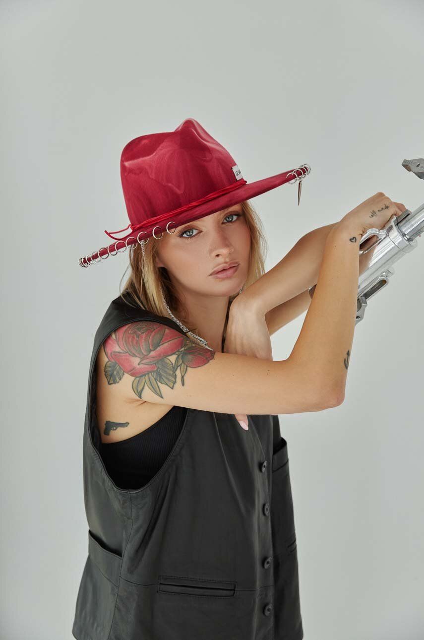LE SH KA headwear palarie de lana Siver West culoarea rosu, de lana LE SH KA headwear palarie de lana Siver West culoarea rosu, de lana