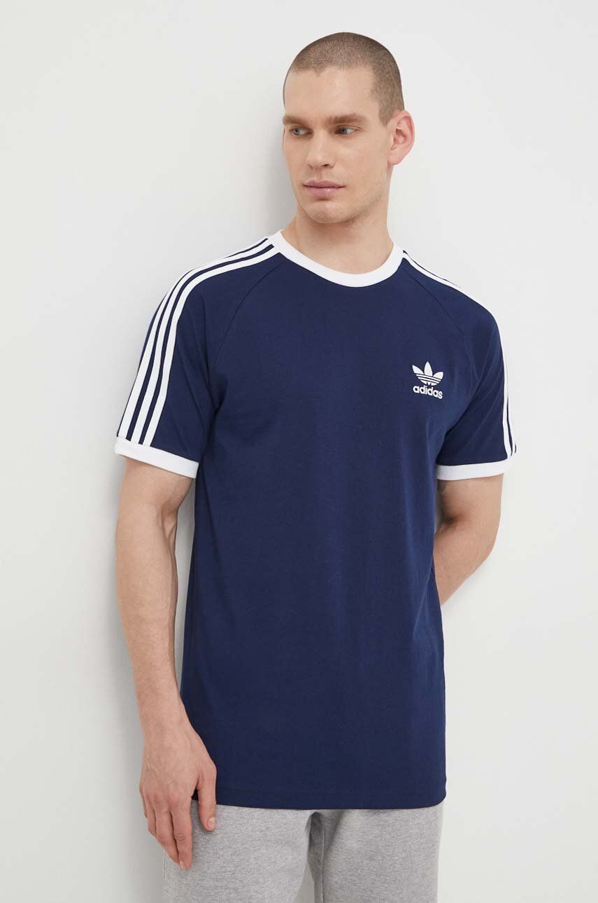 adidas Originals tricou din bumbac Adicolor Classics 3-Stripes culoarea bleumarin, cu imprimeu IA4850 adidas Originals tricou din bumbac Adicolor Classics 3-Stripes culoarea bleumarin, cu imprimeu IA4850