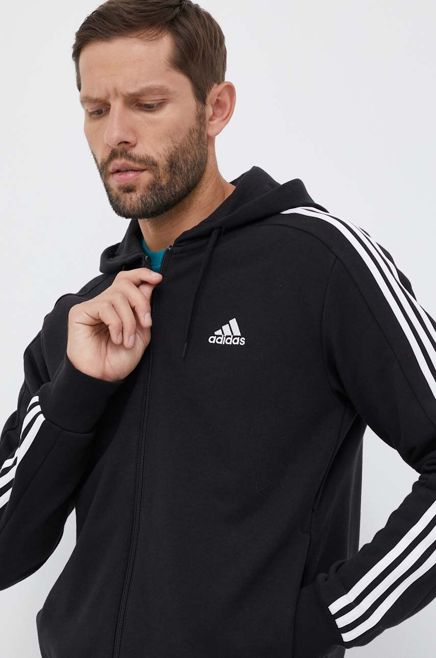 adidas hanorac de bumbac bărbați, culoarea negru, cu glugă, cu imprimeu IC0433 adidas hanorac de bumbac bărbați, culoarea negru, cu glugă, cu imprimeu IC0433