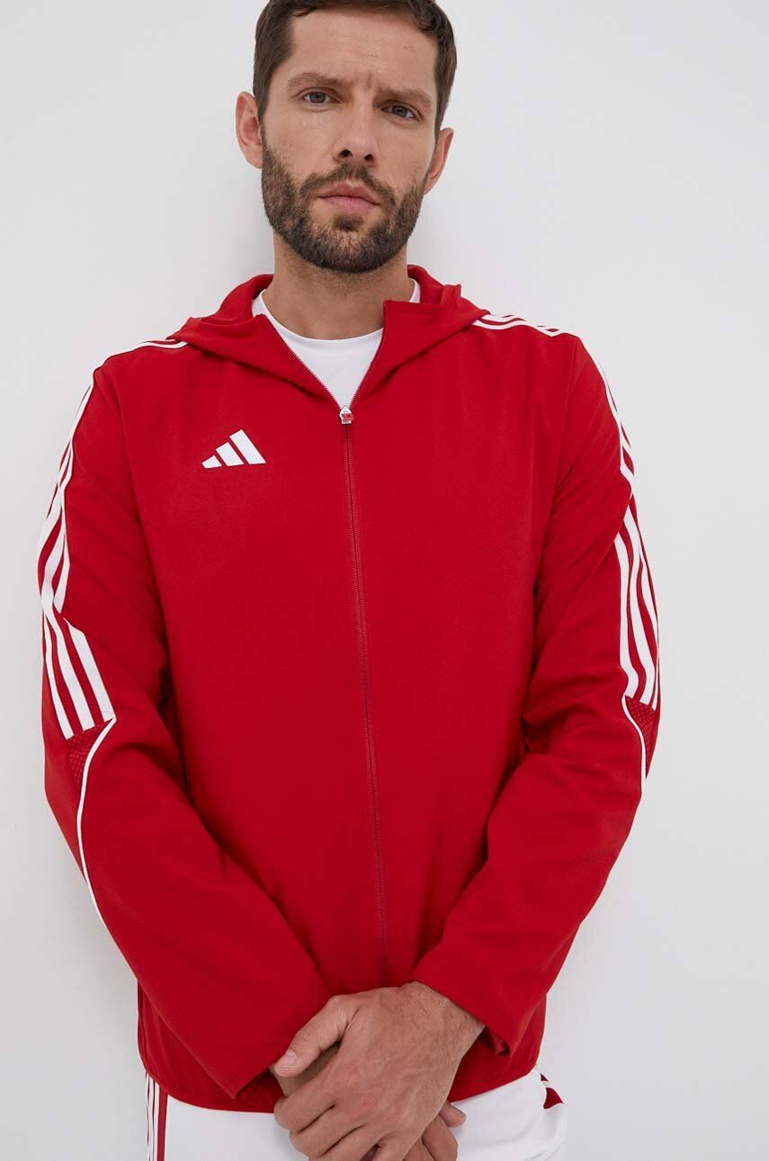adidas Performance jacheta de antrenament Tiro 23 culoarea rosu, de tranzitie adidas Performance jacheta de antrenament Tiro 23 culoarea rosu, de tranzitie