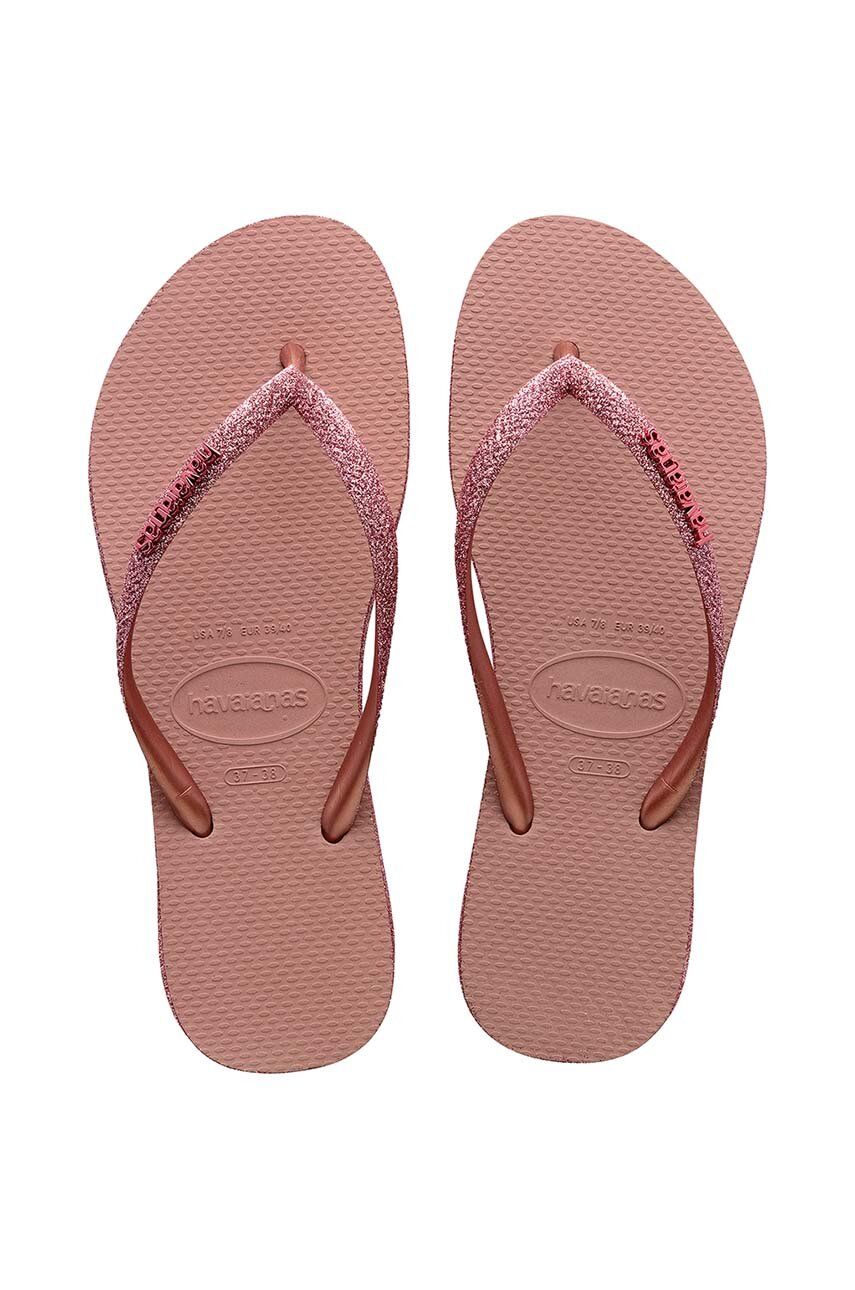Havaianas slapi SLIM SPARKLE II femei, culoarea roz, cu toc plat, 4146937.6459 Havaianas slapi SLIM SPARKLE II femei, culoarea roz, cu toc plat, 4146937.6459